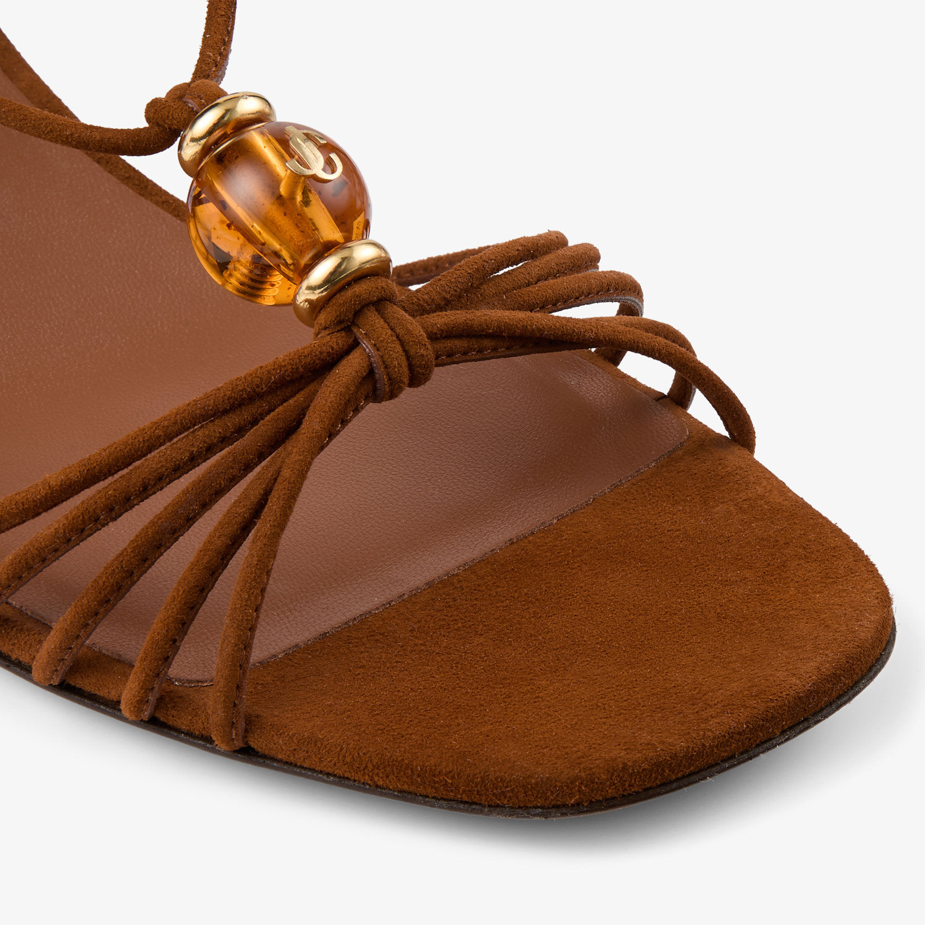 Lova 50 | Tan Mix Suede Sandals with Beads | JIMMY CHOO