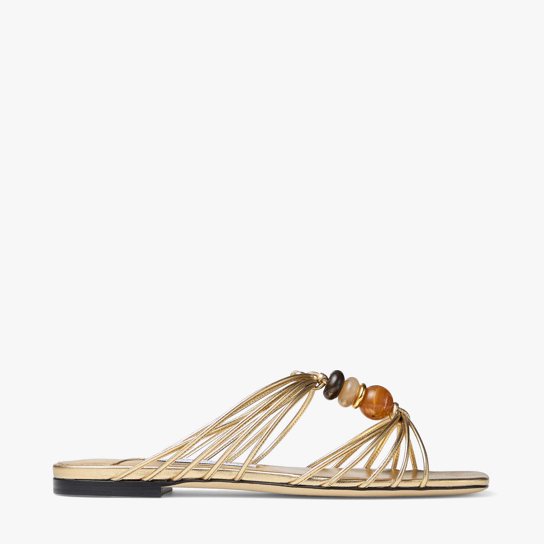 美品‼︎ futures. TEXHFLEX 3.0 JORDY Lサイズ Lova Mule Flat | Gold Mix Metallic Nappa Leather Flats with Beads