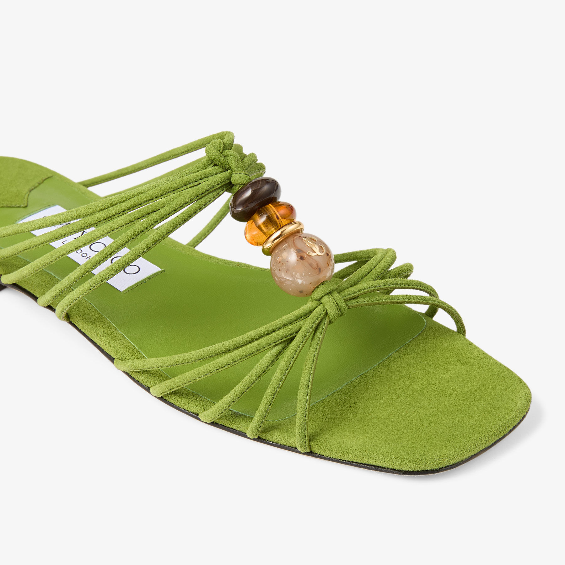 Lova Mule Flat | Clover Mix Suede Flats with Beads | JIMMY CHOO