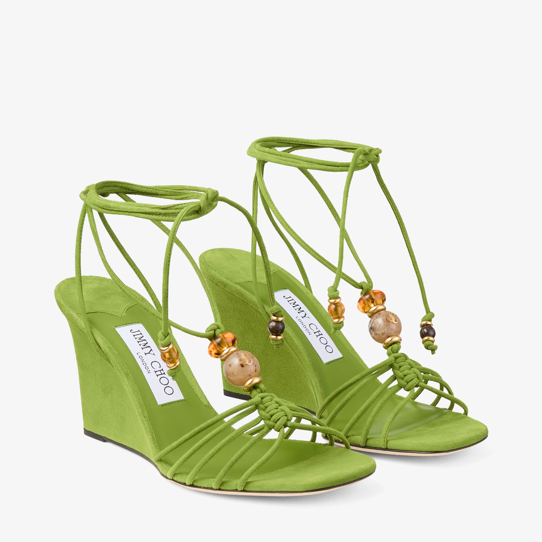 Lova Wedge 85 | Clover Mix Suede Wedges with Beads | JIMMY CHOO