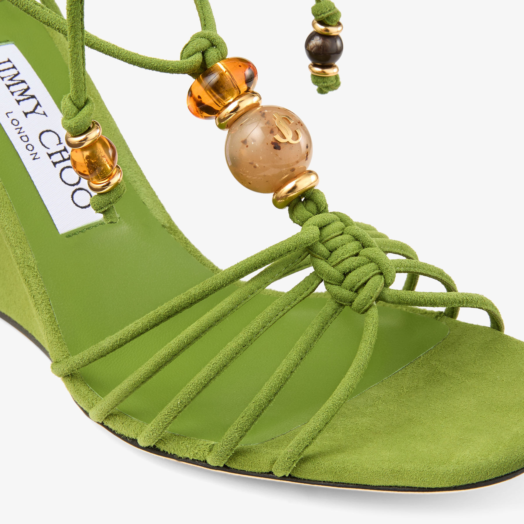 Lova Wedge 85 | Clover Mix Suede Wedges with Beads | JIMMY CHOO