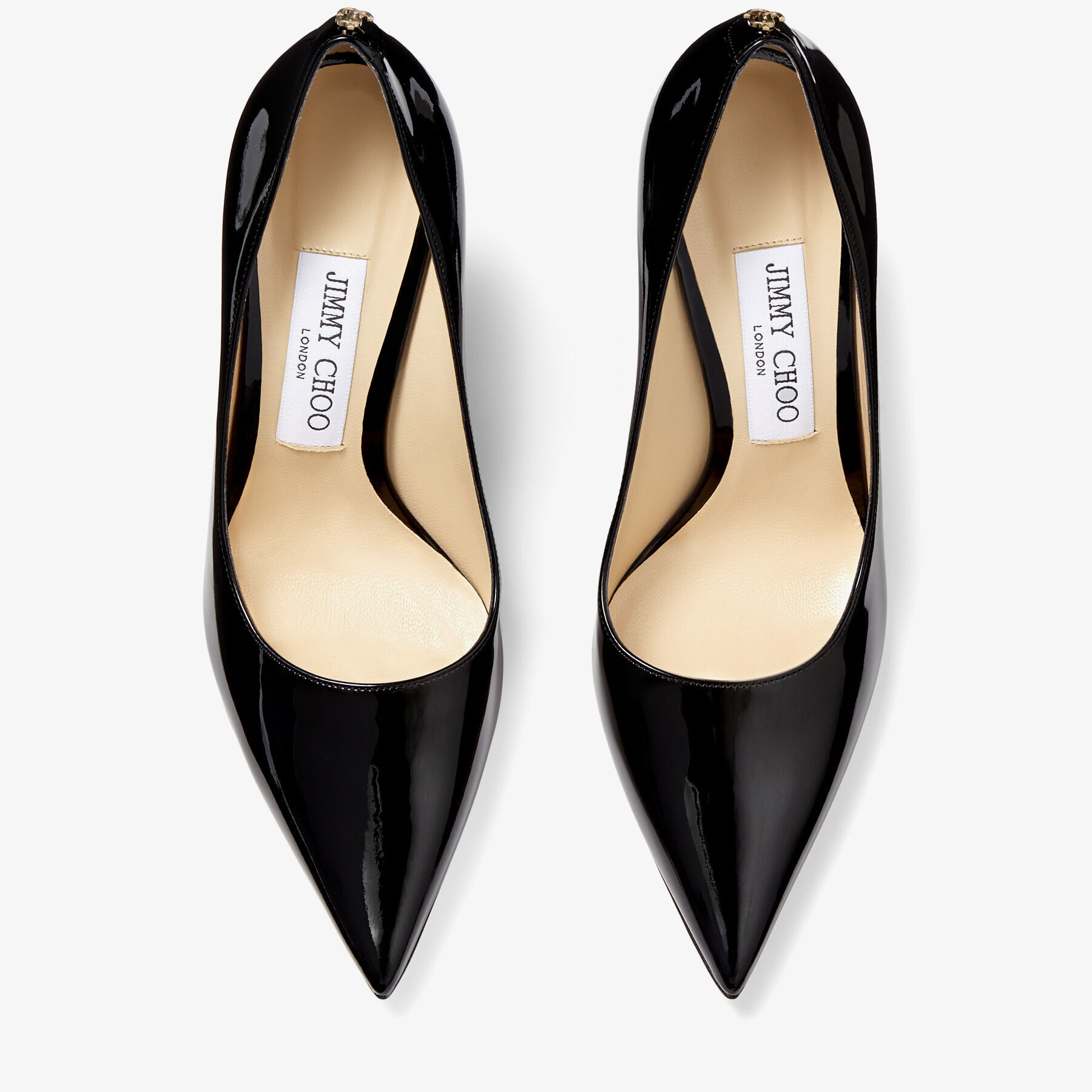 超ポイントアップ祭 with Pumps Pointed-Toe Leather Patent Black JC LOVE | Emblem バッグ
