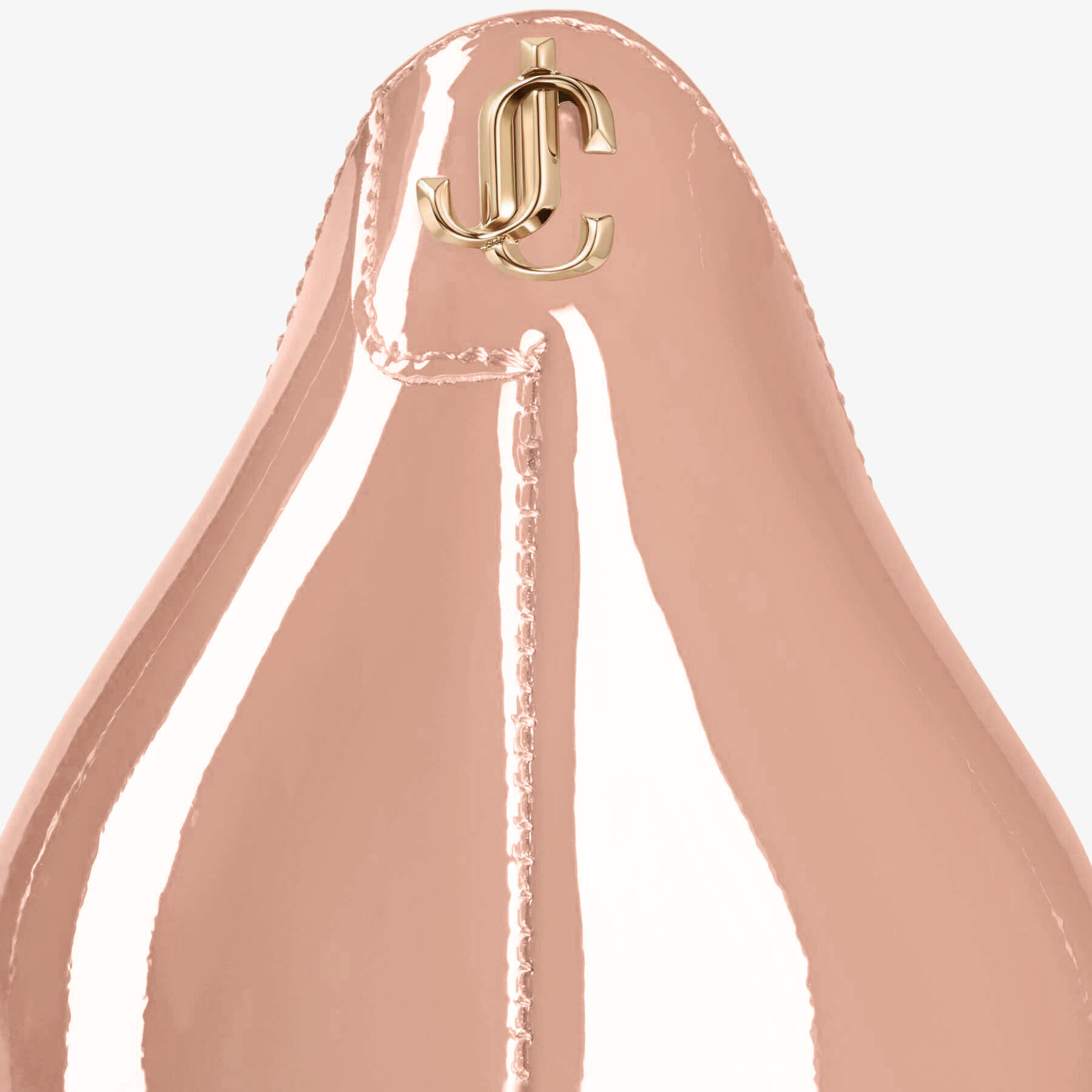 Ballet Pink Patent Leather Point-Toe Pumps with JC Emblem