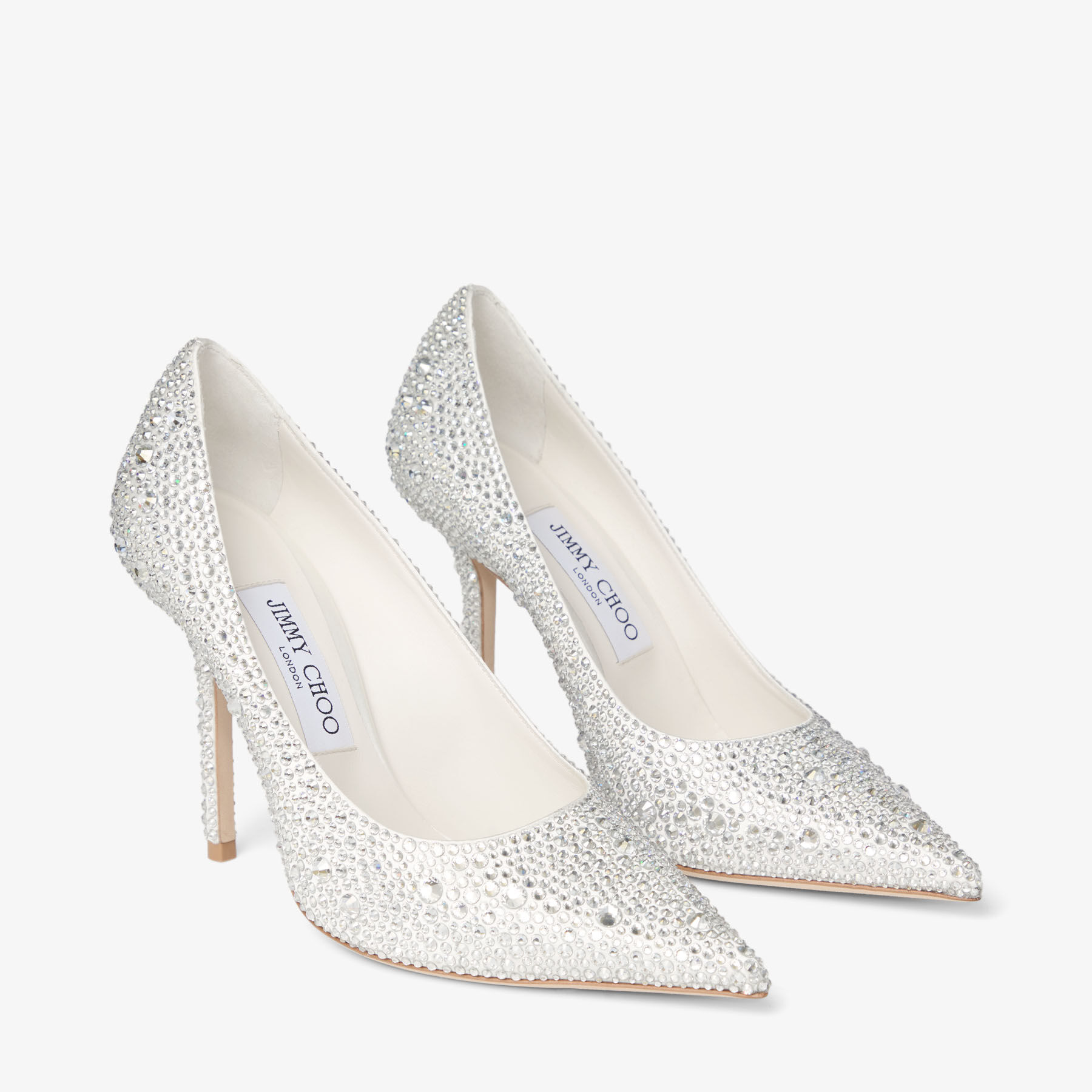 Love 100 | Ivory Satin Pumps with Crystal Embellishment | JIMMY CHOO