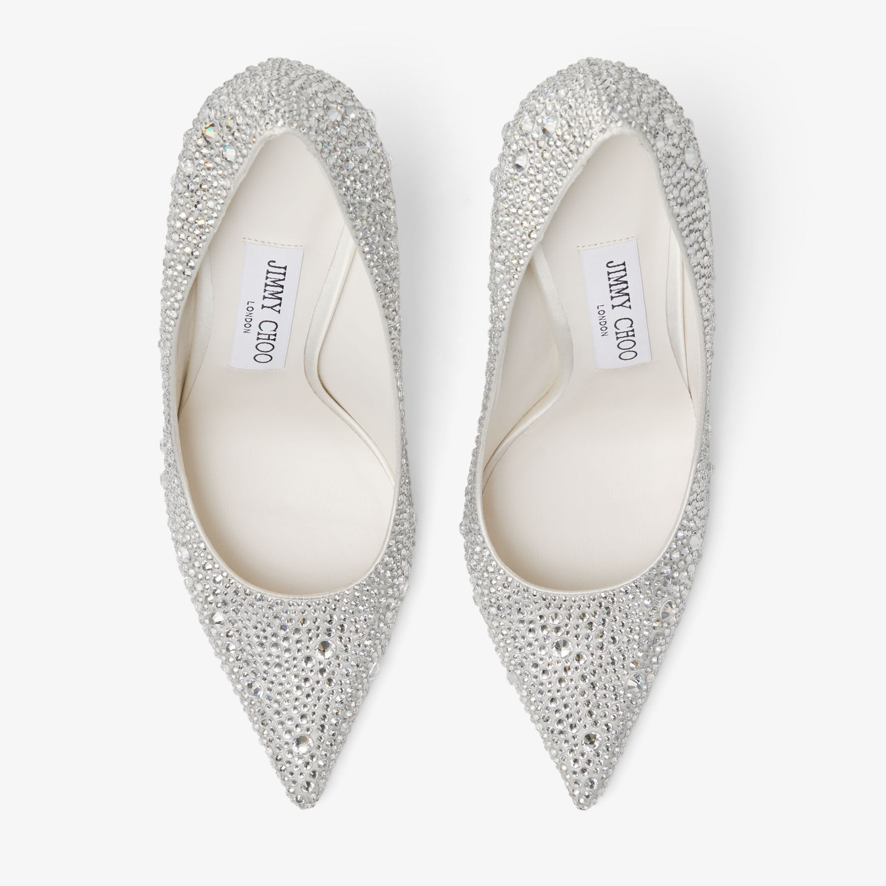 Love 100 | Ivory Satin Pumps with Crystal Embellishment | JIMMY CHOO