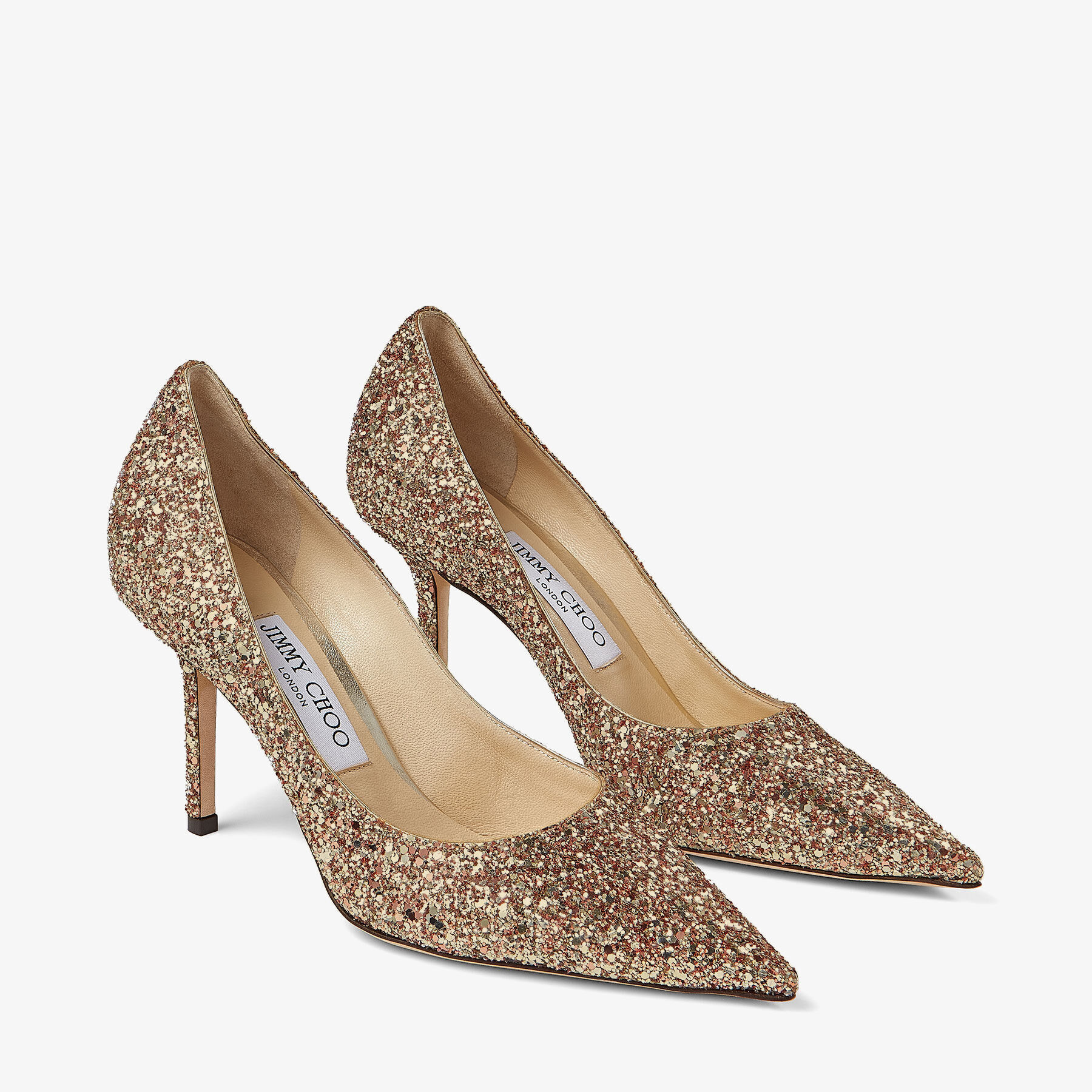 Love 85 | Gold Coarse Glitter Fabric Pump | JIMMY CHOO US