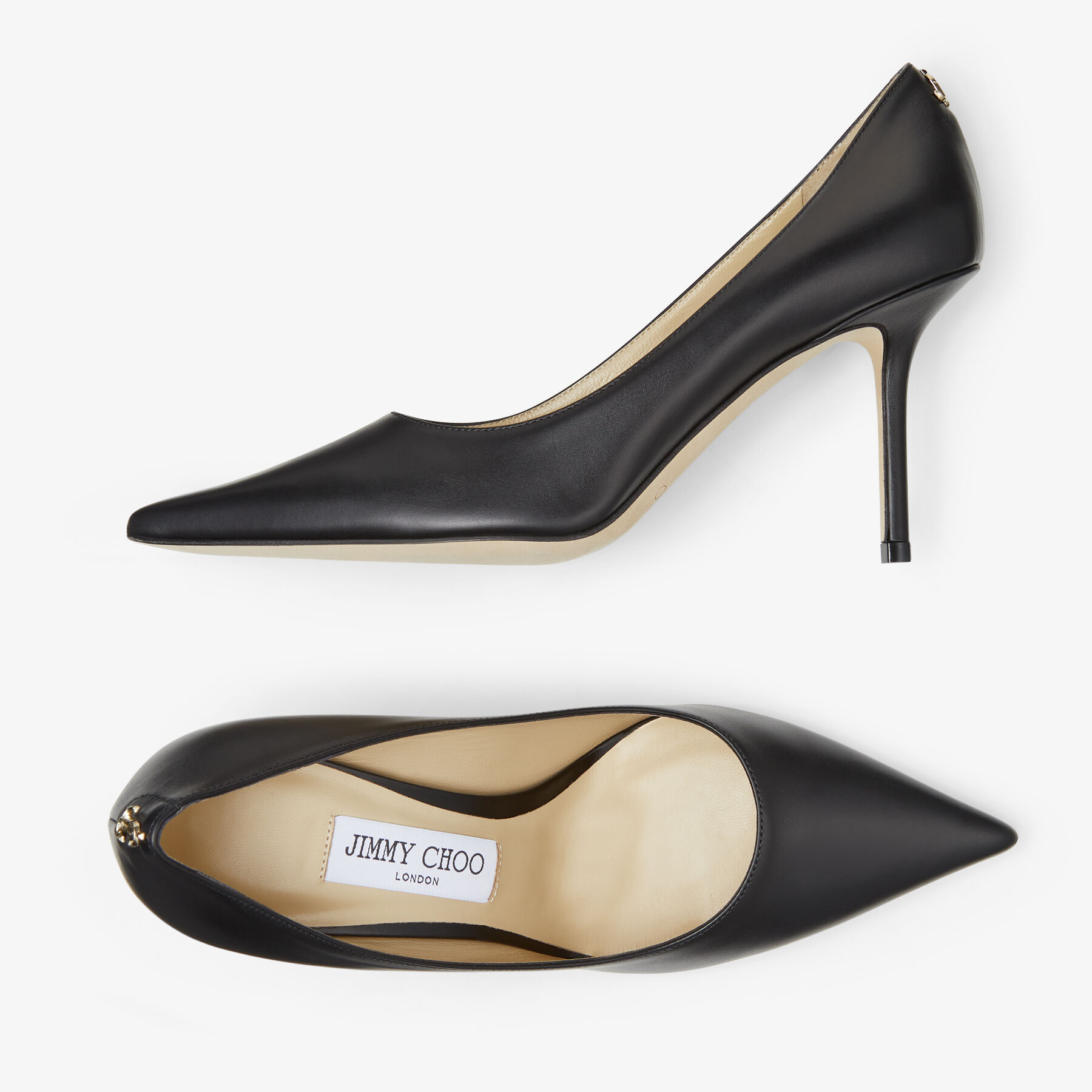 Black Calf Leather Pumps with JC Emblem | LOVE 85 | Autumn