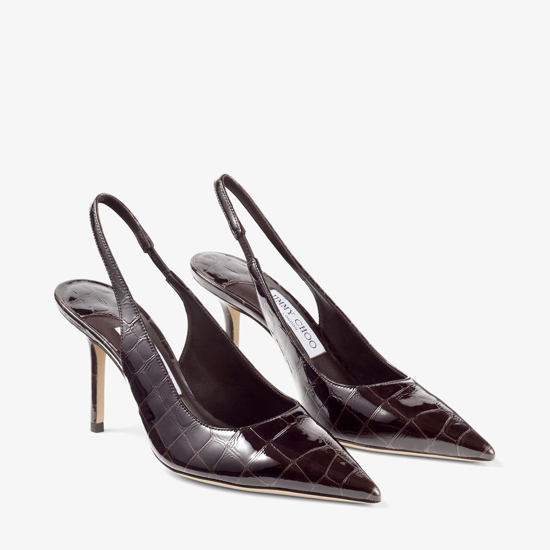 Love Sling Back 85 | Sambuco Shiny Croc Embossed Leather