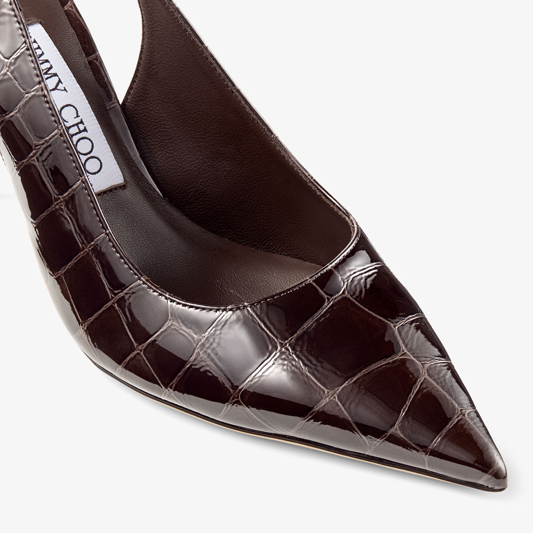 Love Sling Back 85 | Sambuco Shiny Croc Embossed Leather
