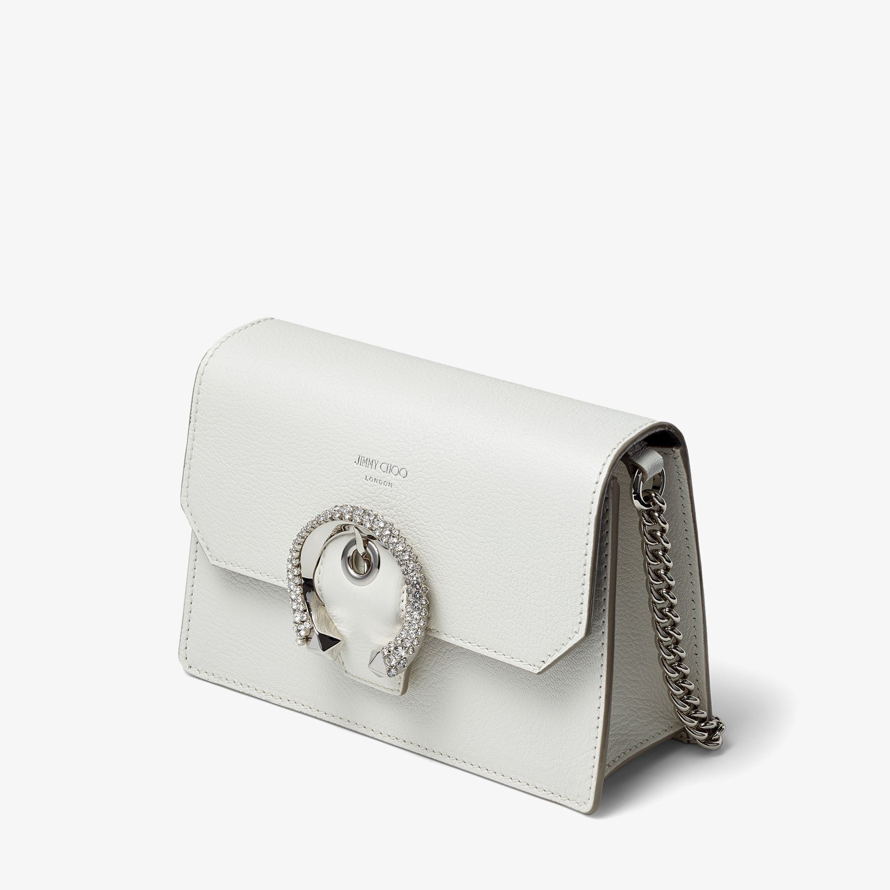 Latte Box Leather Shoulder Bag with Pearl Strap | AVENUE