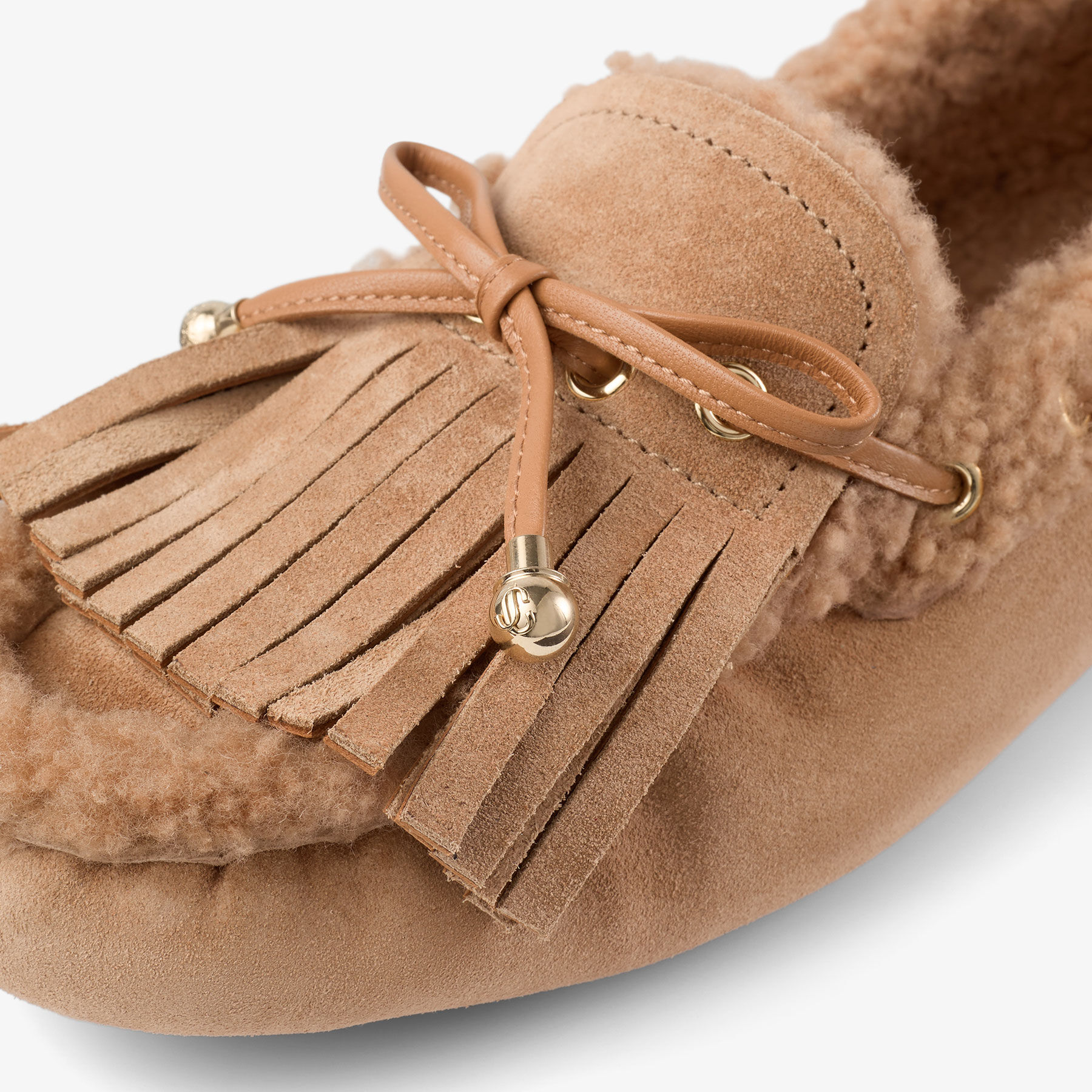 Manon F | Toffee Velvet Suede Loafers with Shearling | JIMMY CHOO