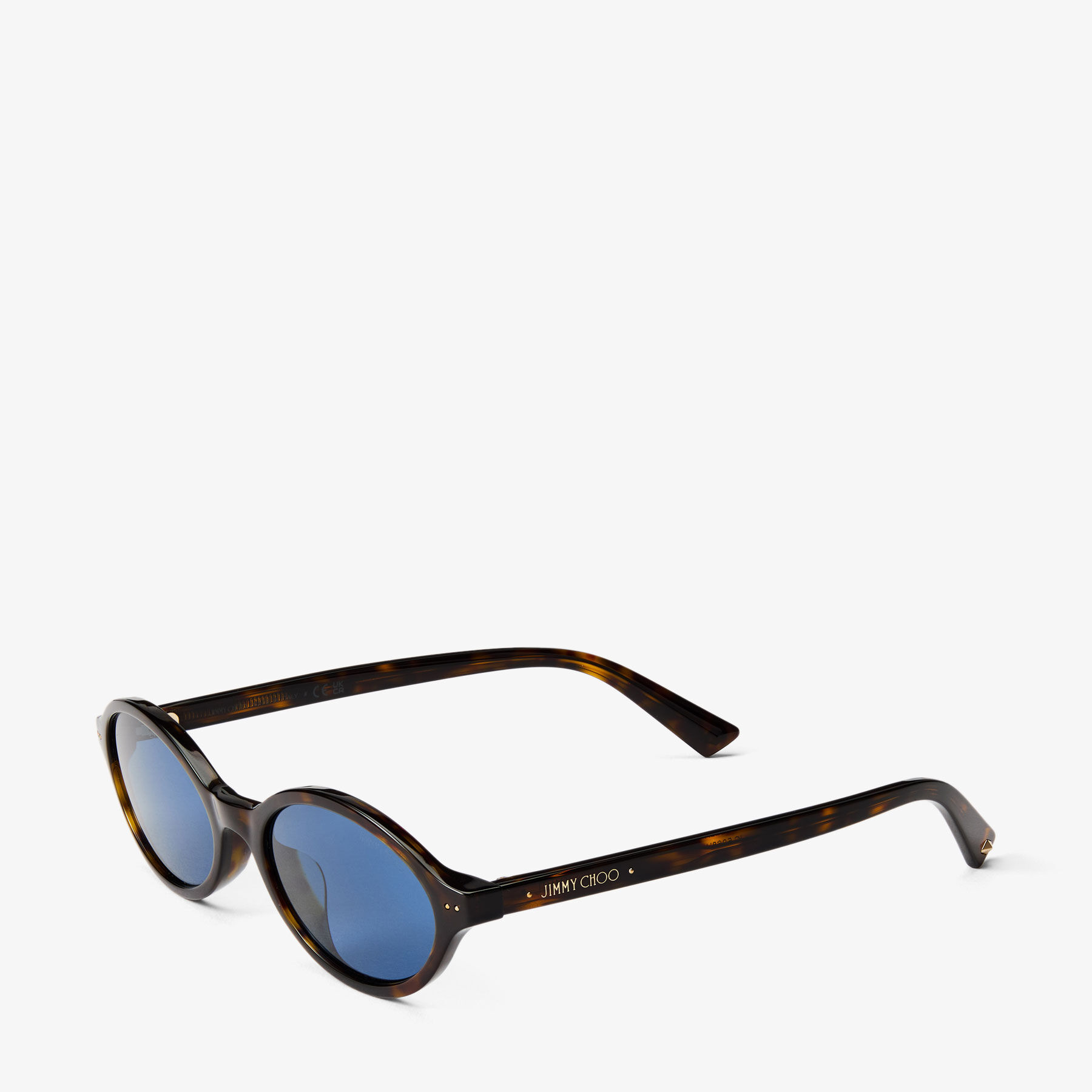 Marais | Havana and Blue Oval Acetate Sunglasses | JIMMY CHOO