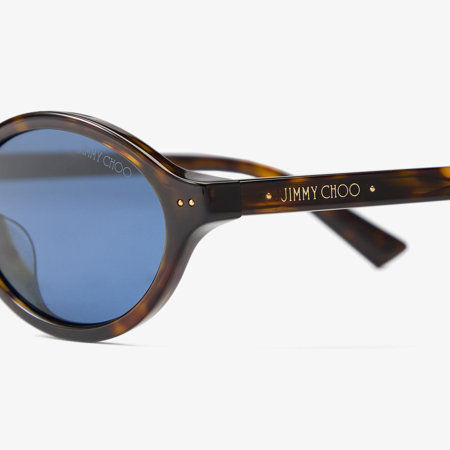 Marais | Havana and Blue Oval Acetate Sunglasses | JIMMY CHOO
