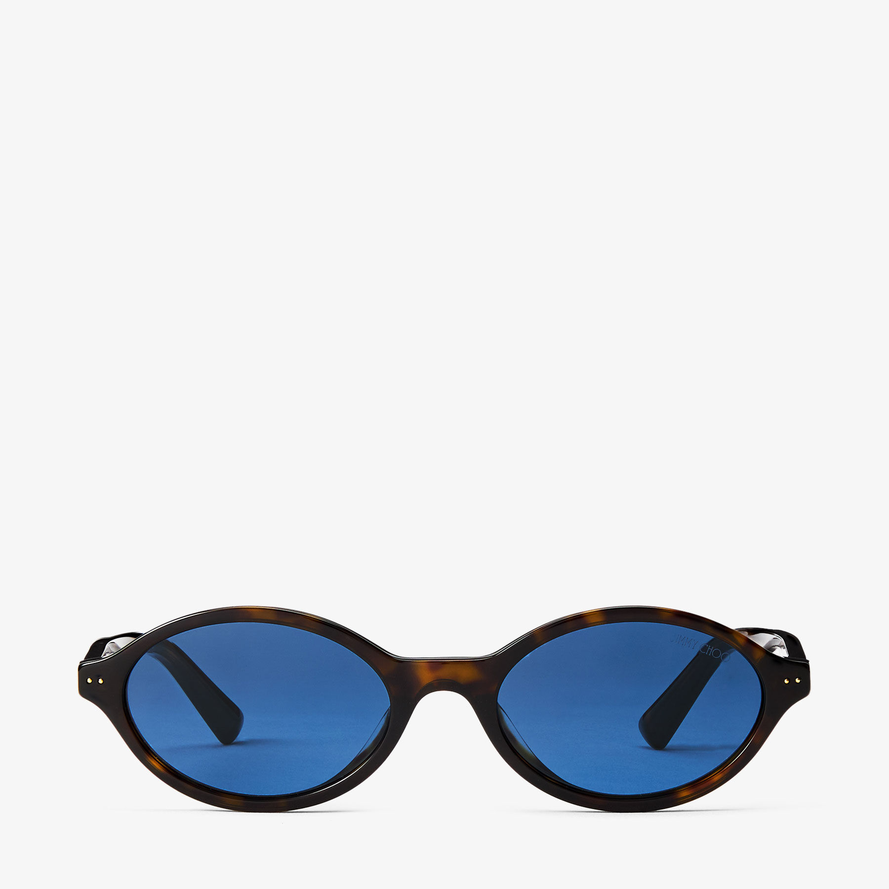 Marais | Havana and Blue Oval Acetate Sunglasses | JIMMY CHOO