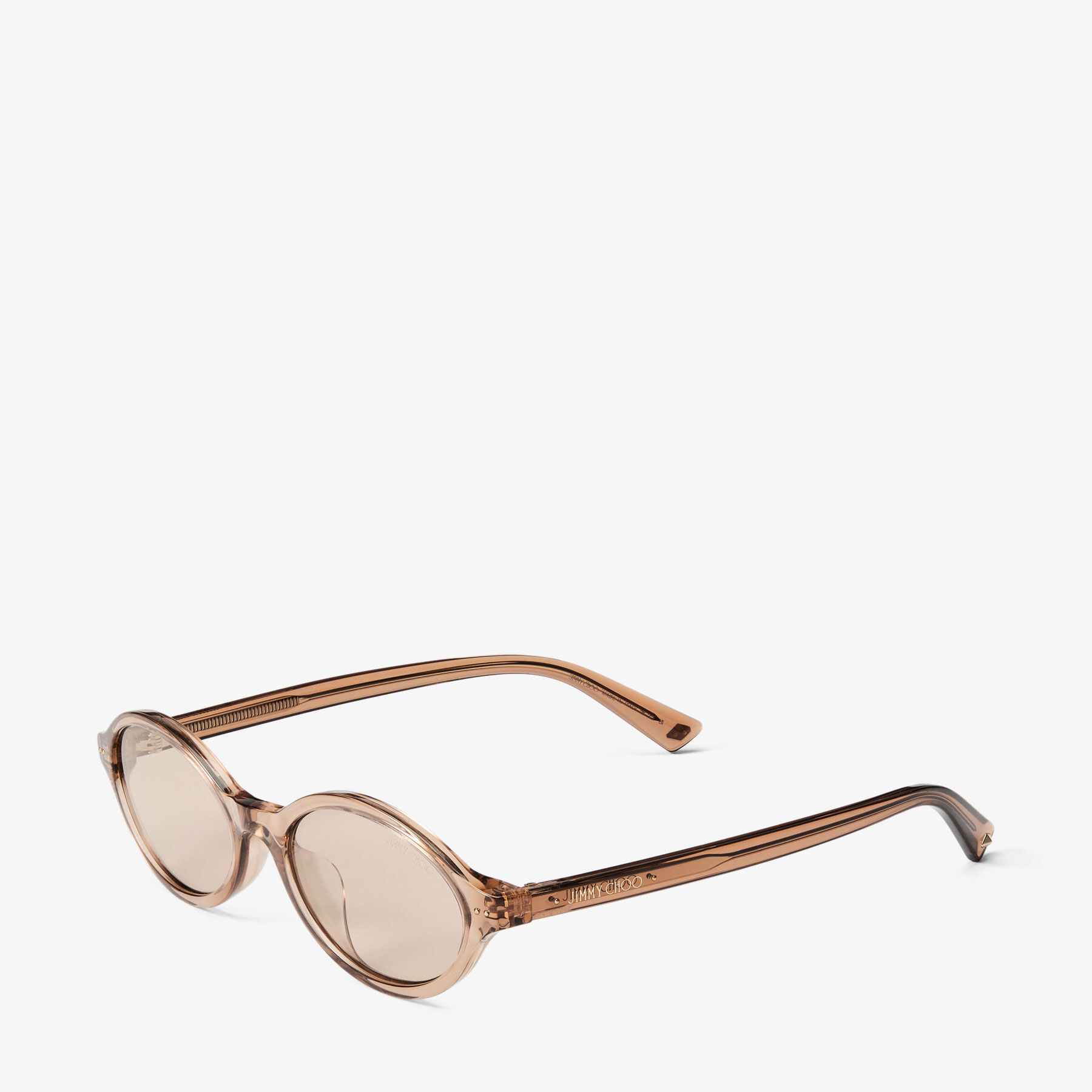 Marais | Transparent Tan and Light Brown Oval Acetate Sunglasses