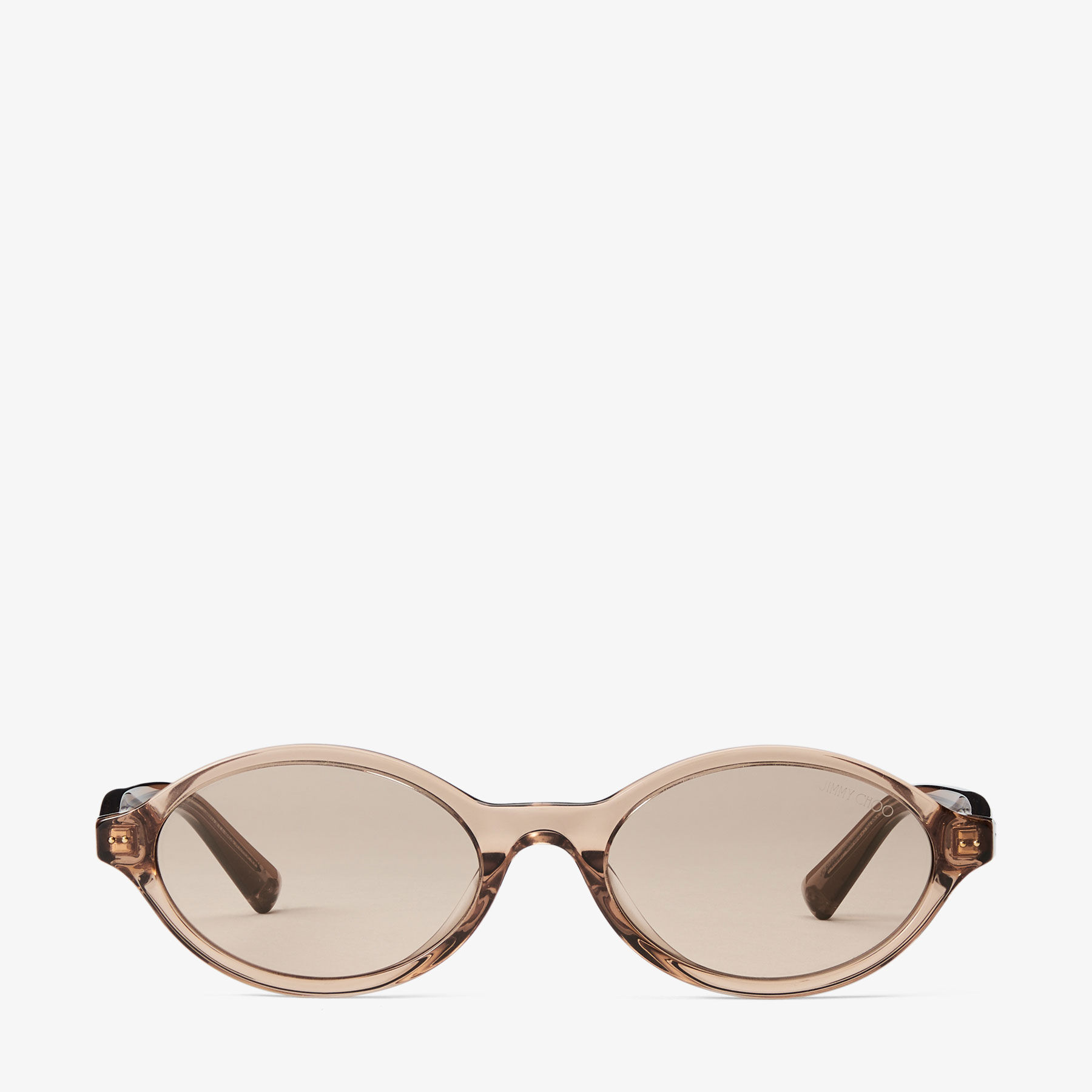 ちゃーこ803530 Marais | Transparent Tan and Light Brown Oval Acetate Sunglasses