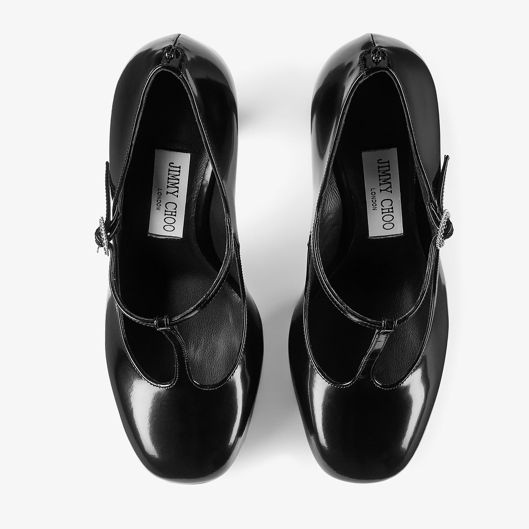 Marene Mary Jane 120 | Black Polished Calf Leather Pumps with