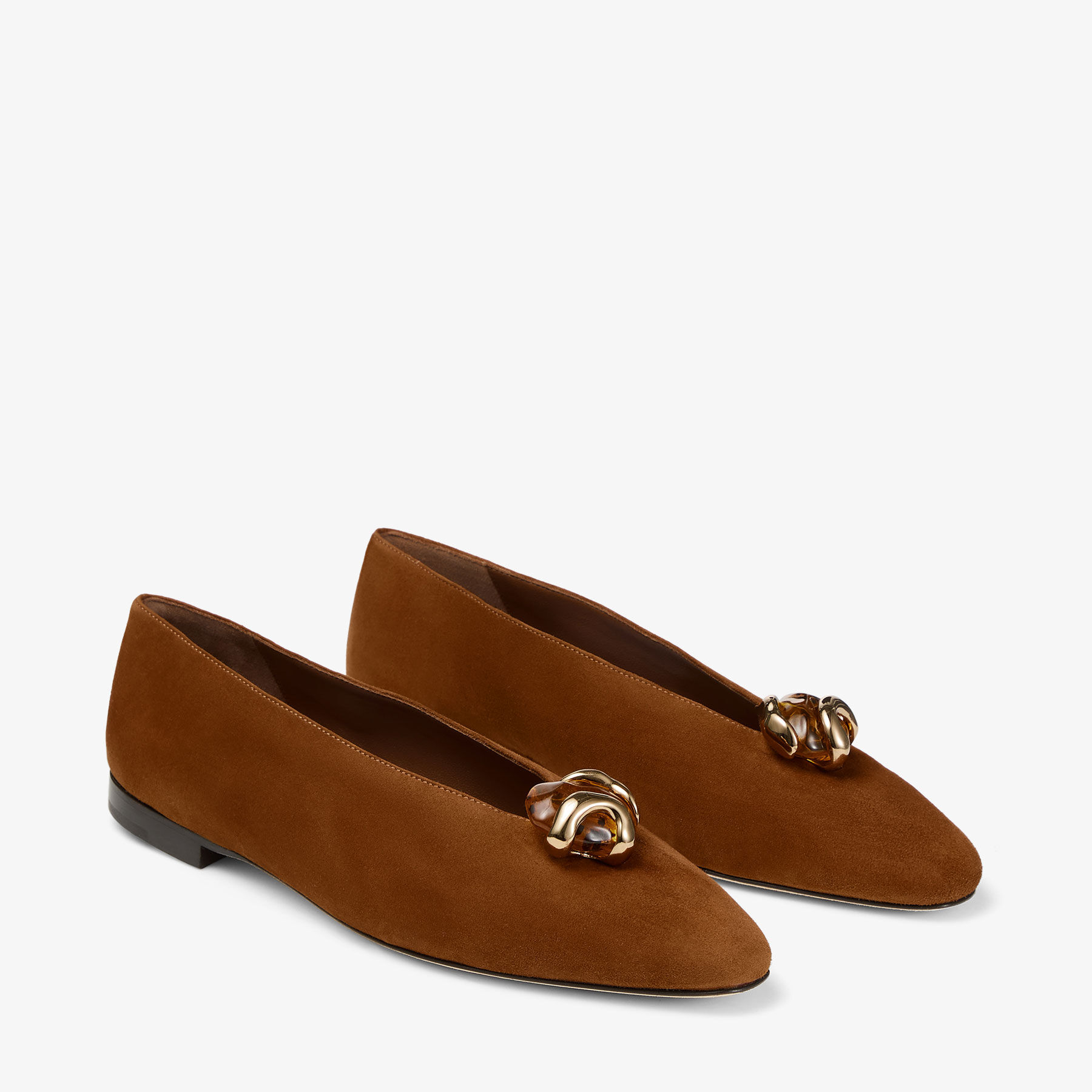 Margot Flat | Tan Suede Flats | JIMMY CHOO