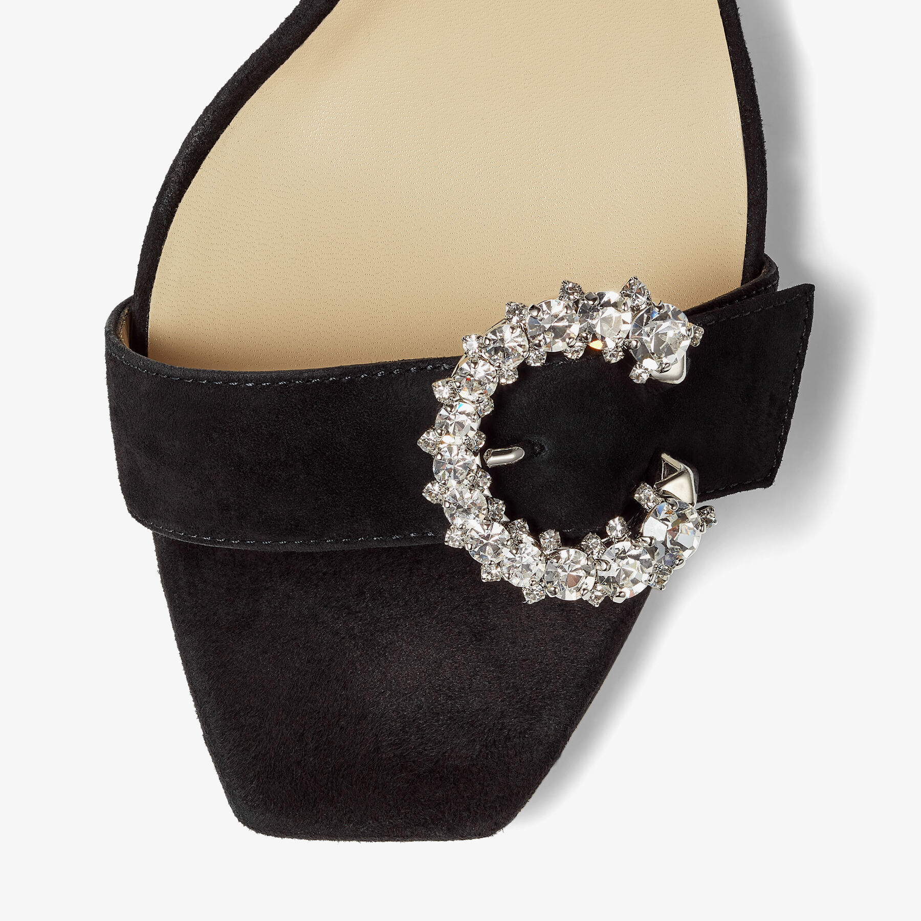 クリスタル★Jimmy Choo MARSAI 90 スエード マラカイト Black Suede Sandals with Crystal Buckle | MARSAI 90 | High