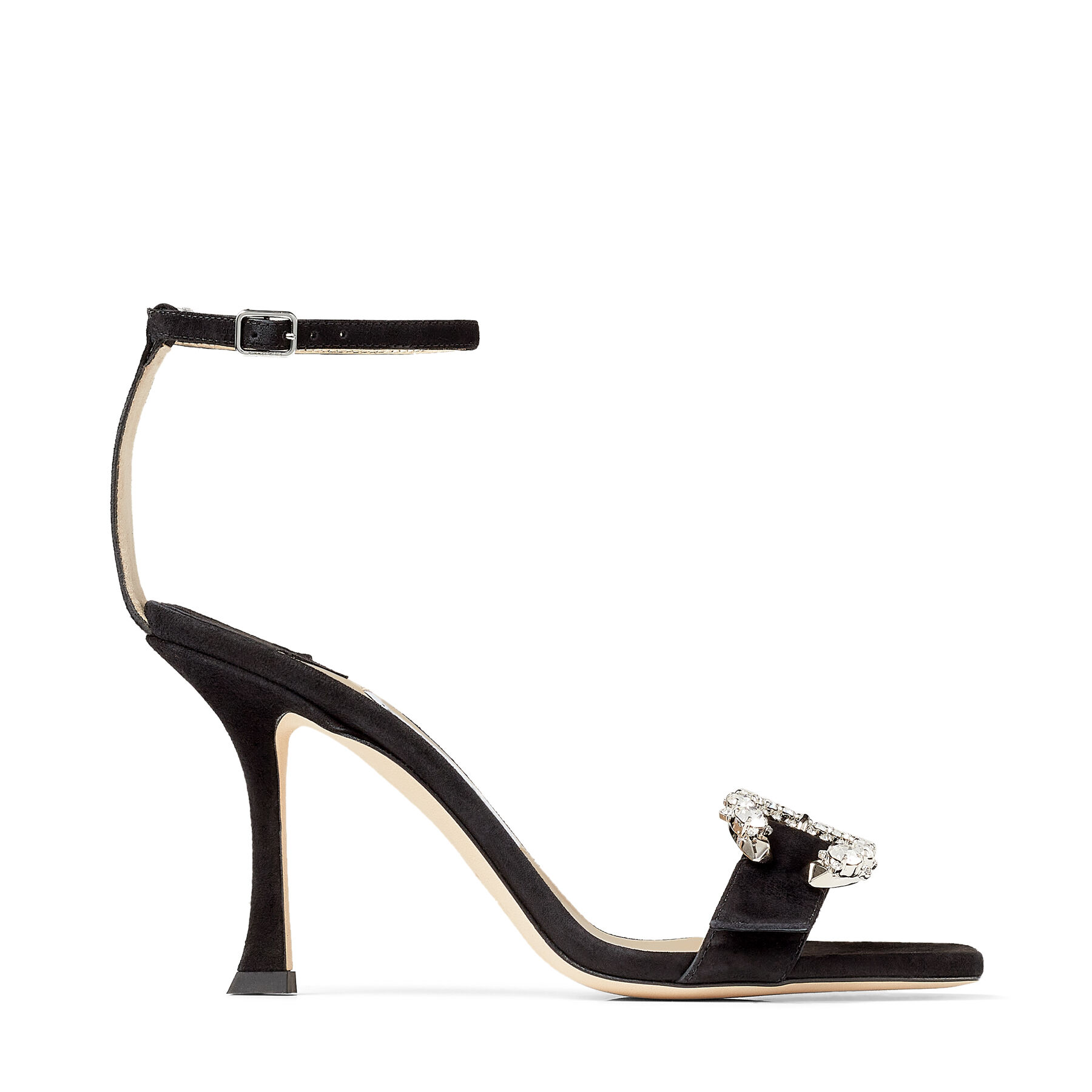Black Suede Sandals with Crystal Buckle | MARSAI 90 | High Summer 2021 ...