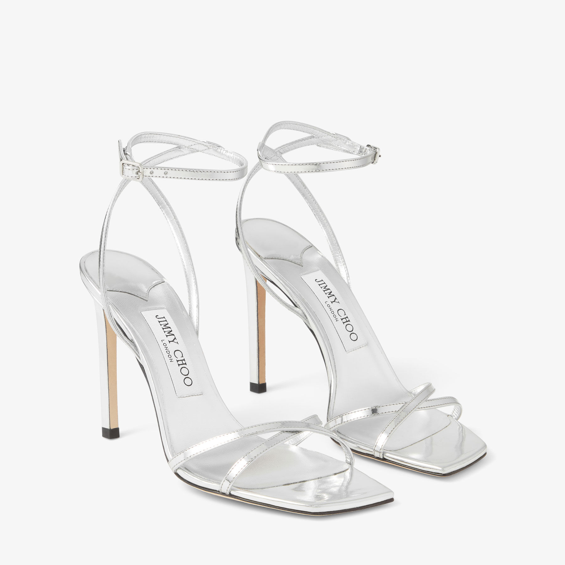 METZ 100 | Silver Liquid Metal Leather Sandal | JIMMY CHOO US