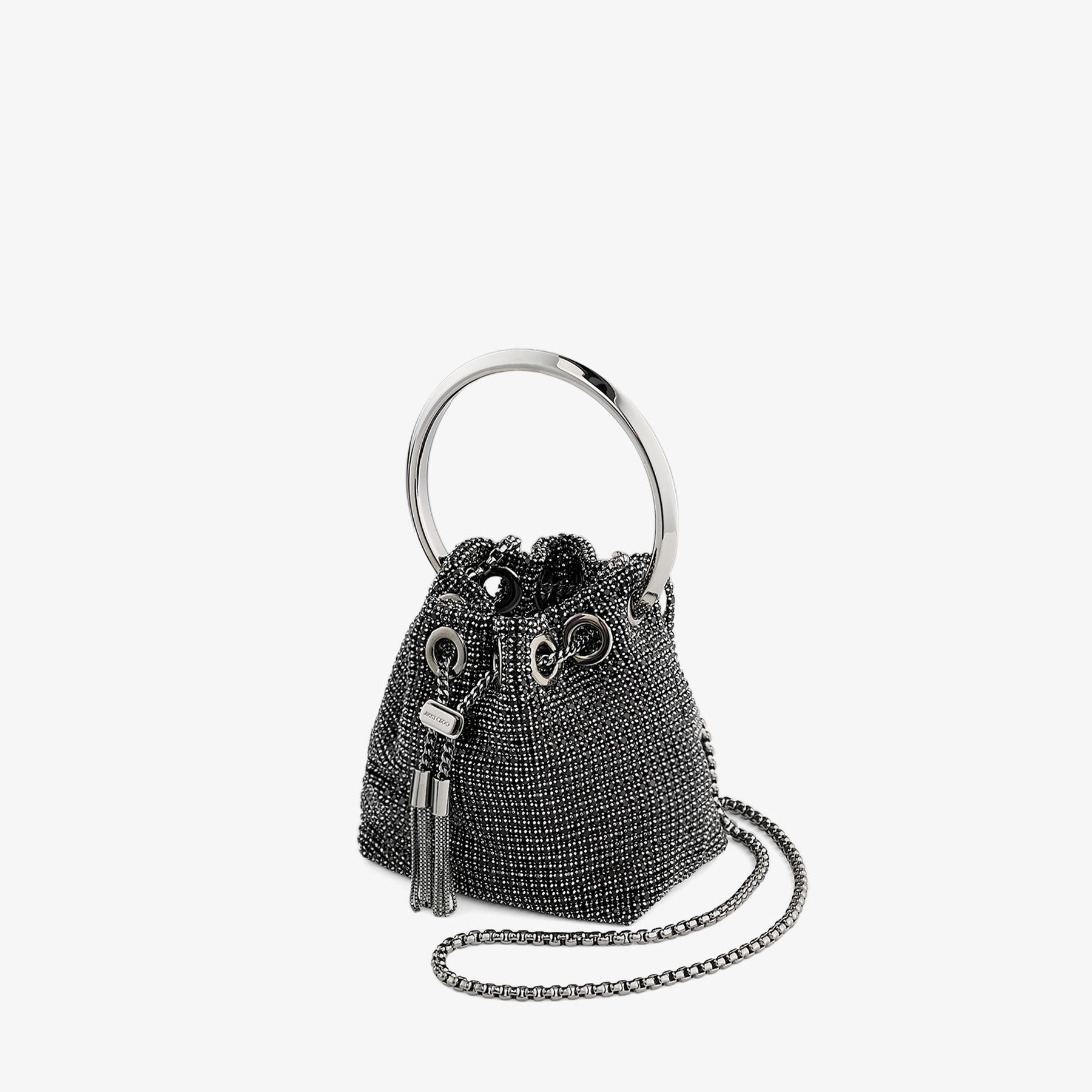 Jimmy Choo マイクロ ボン ボン ミニバッグ Micro Bon Bon | Black Crystal Mesh Mini Bag | JIMMY CHOO