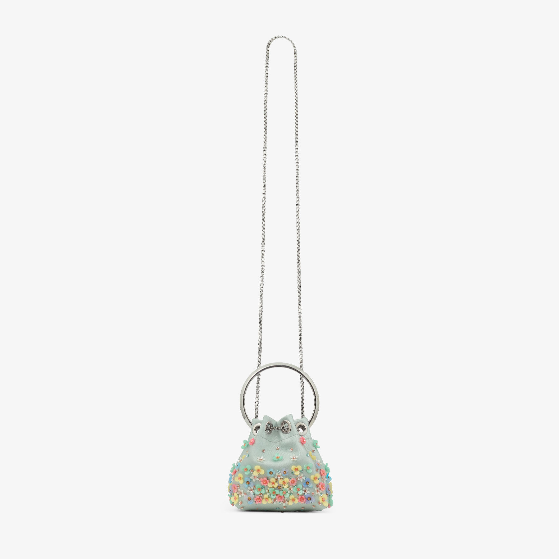 【送料&関税込】Jimmy Choo Bon Bon Satin Bag With Micro Net Jimmy Choo Bon Bon Satin Bag With Micro Net And Applied