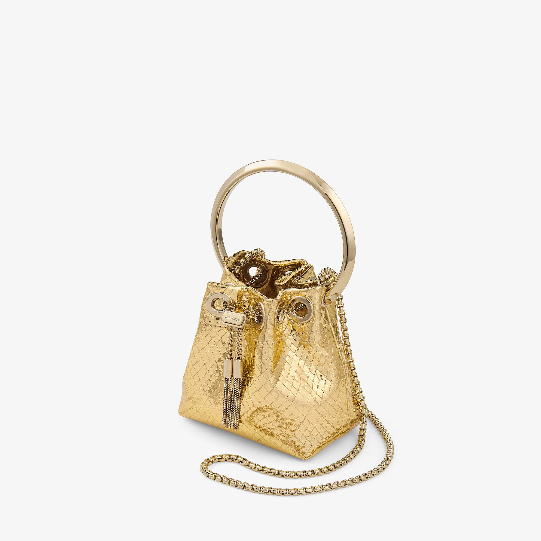 Micro Bon Bon | Gold Leather Bag | JIMMY CHOO