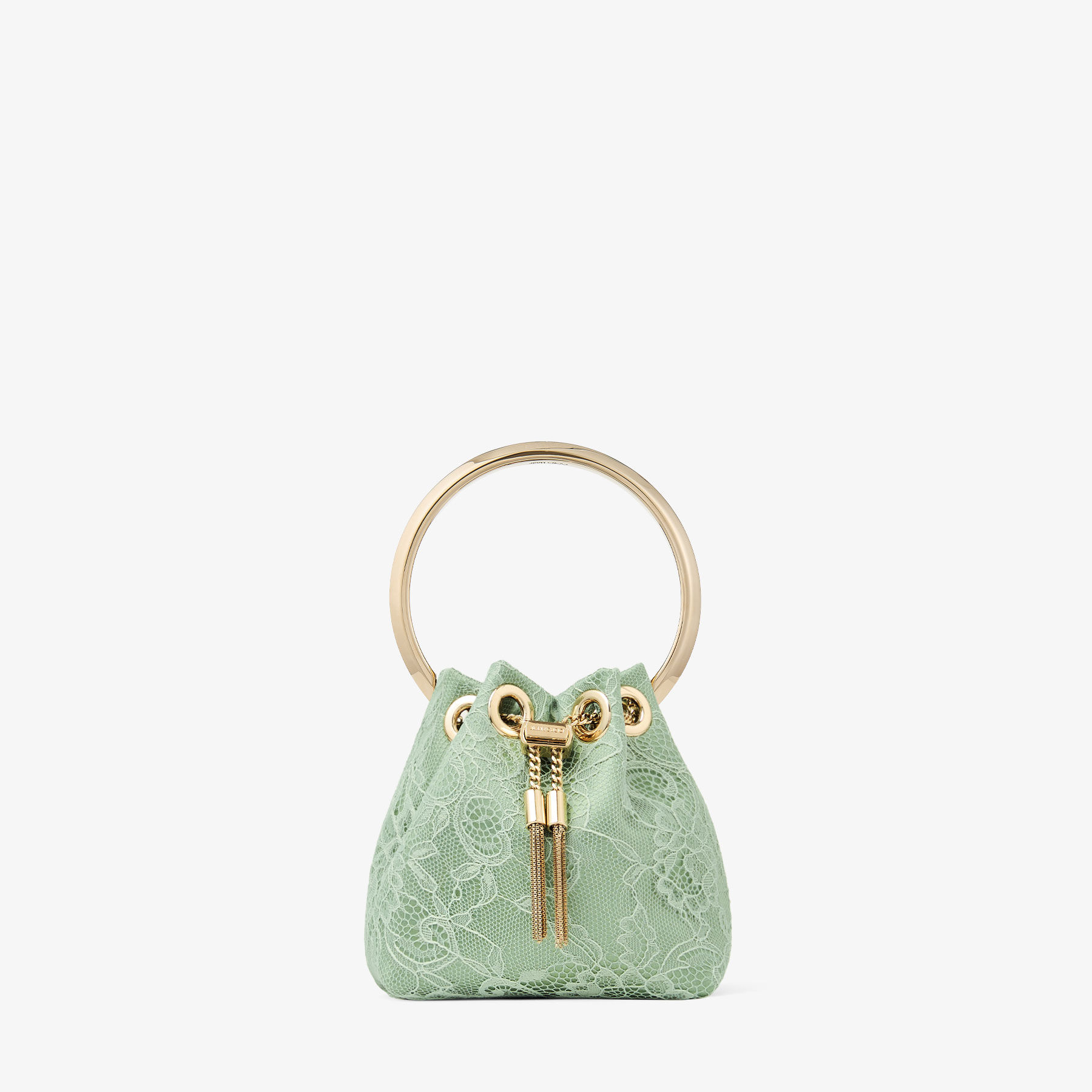 Micro Bon Bon | Verde Satin and Jimmy Choo Lace Mini Bucket Bag