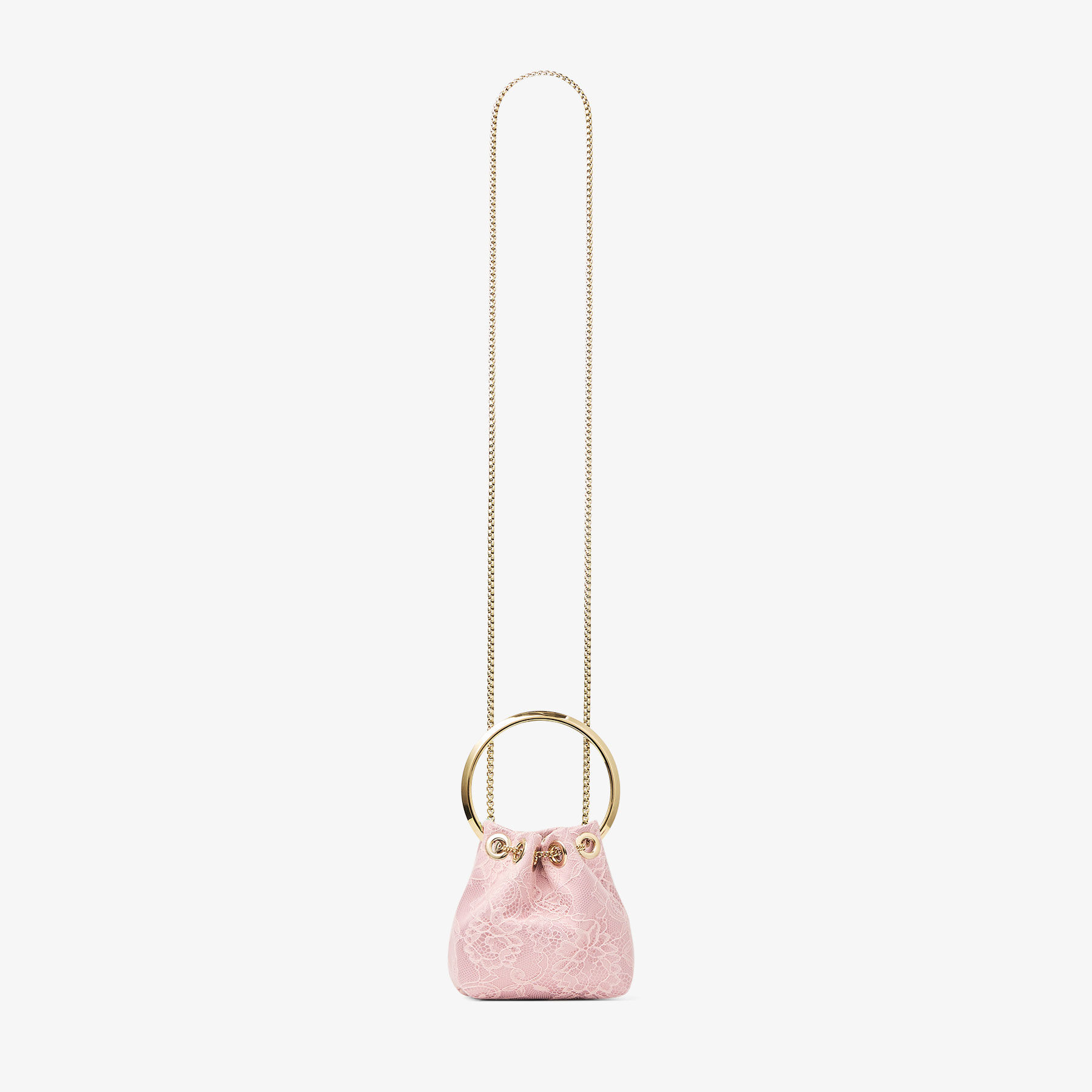 Micro Bon Bon | Rose Satin and Jimmy Choo Lace Mini Bucket Bag