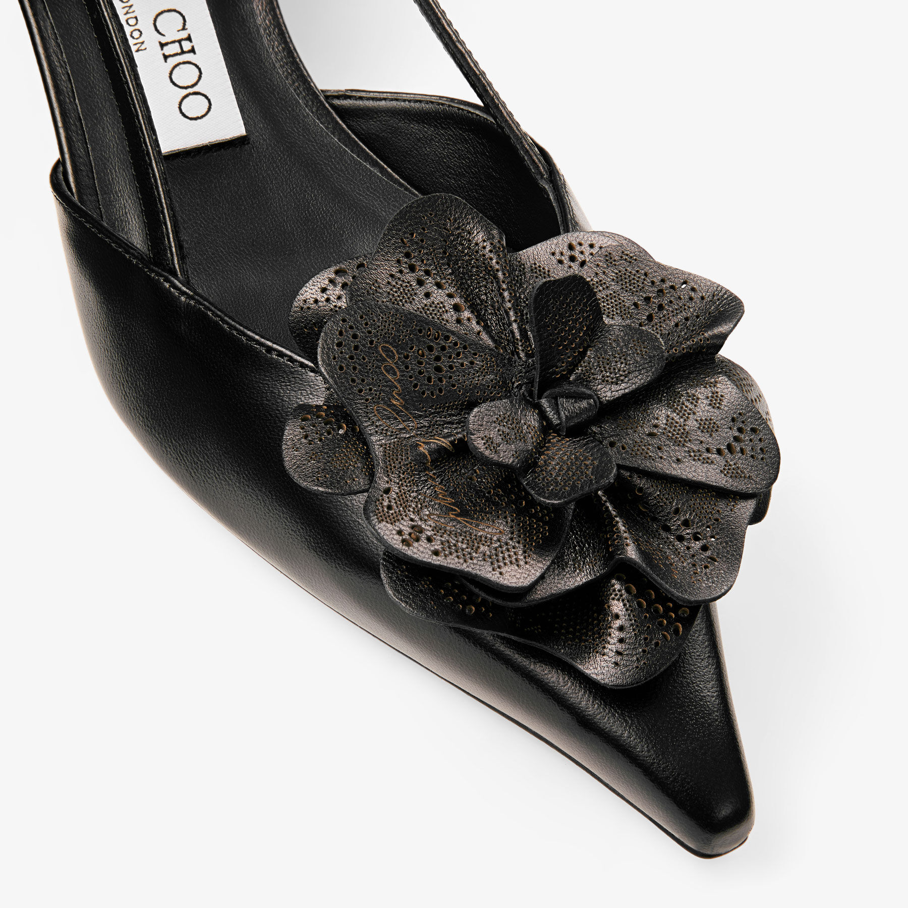 Mimmi Sling Back 50 | Black Shiny Nappa Leather Slingbacks with