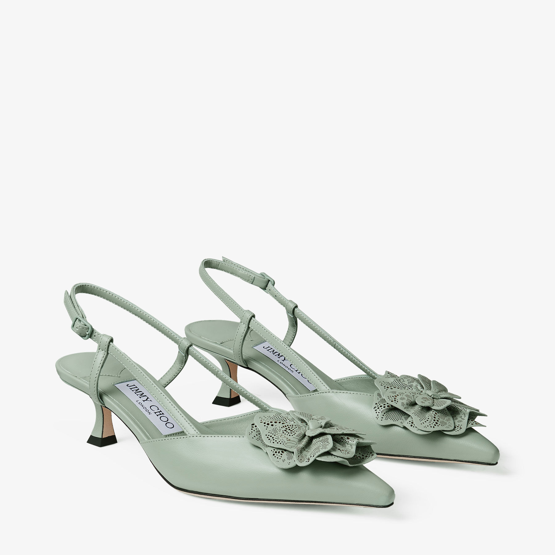 Mimmi Sling Back 50 | Verde Shiny Nappa Leather Slingbacks with