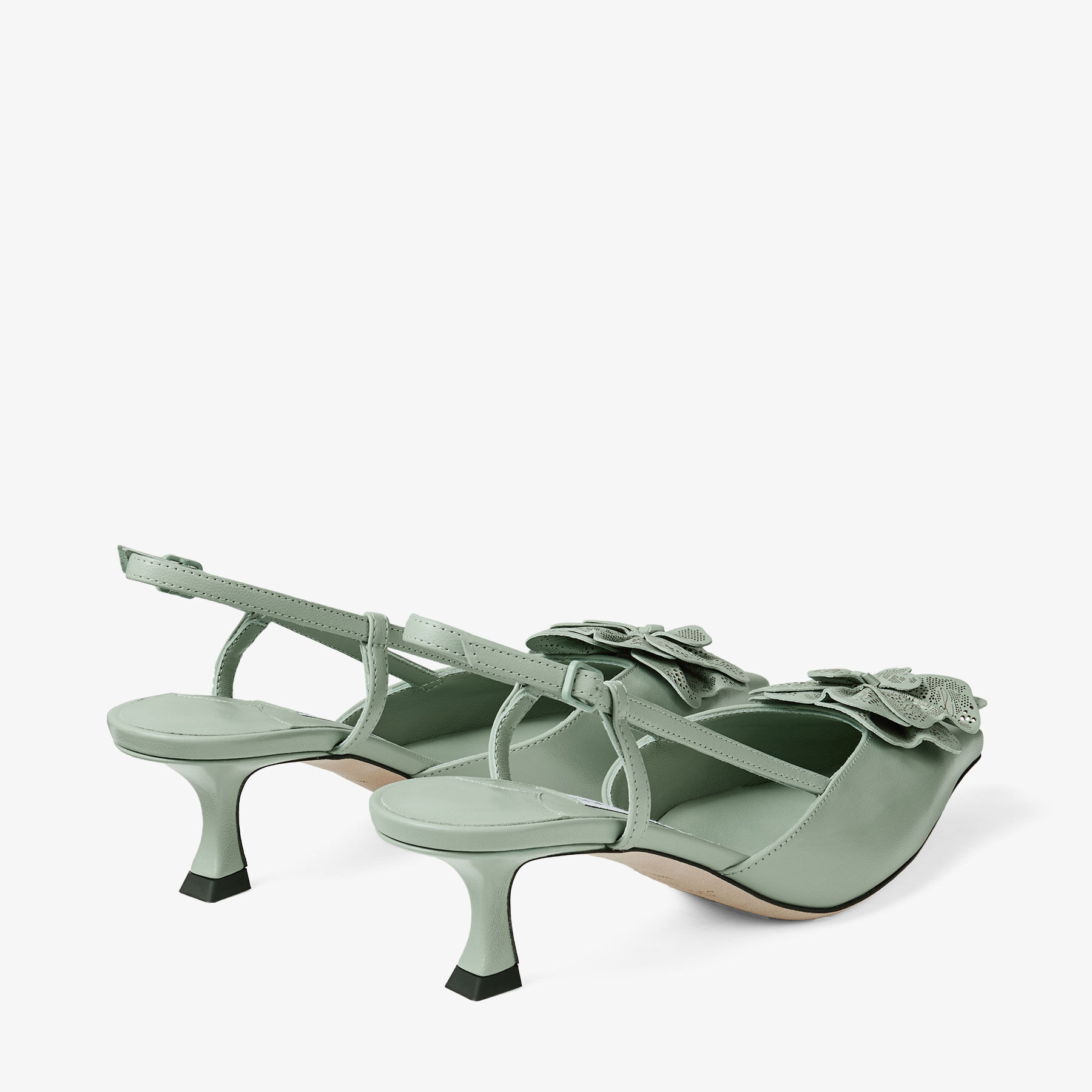 Mimmi Sling Back 50 | Verde Shiny Nappa Leather Slingbacks with