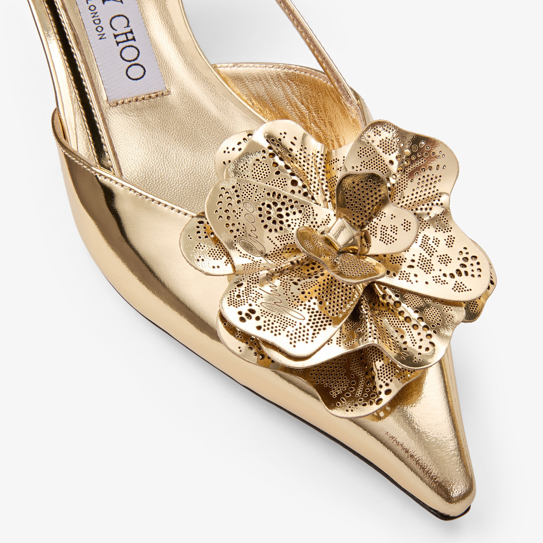 Mimmi Sling Back 50 | Gold Liquid Metal Leather Slingbacks with