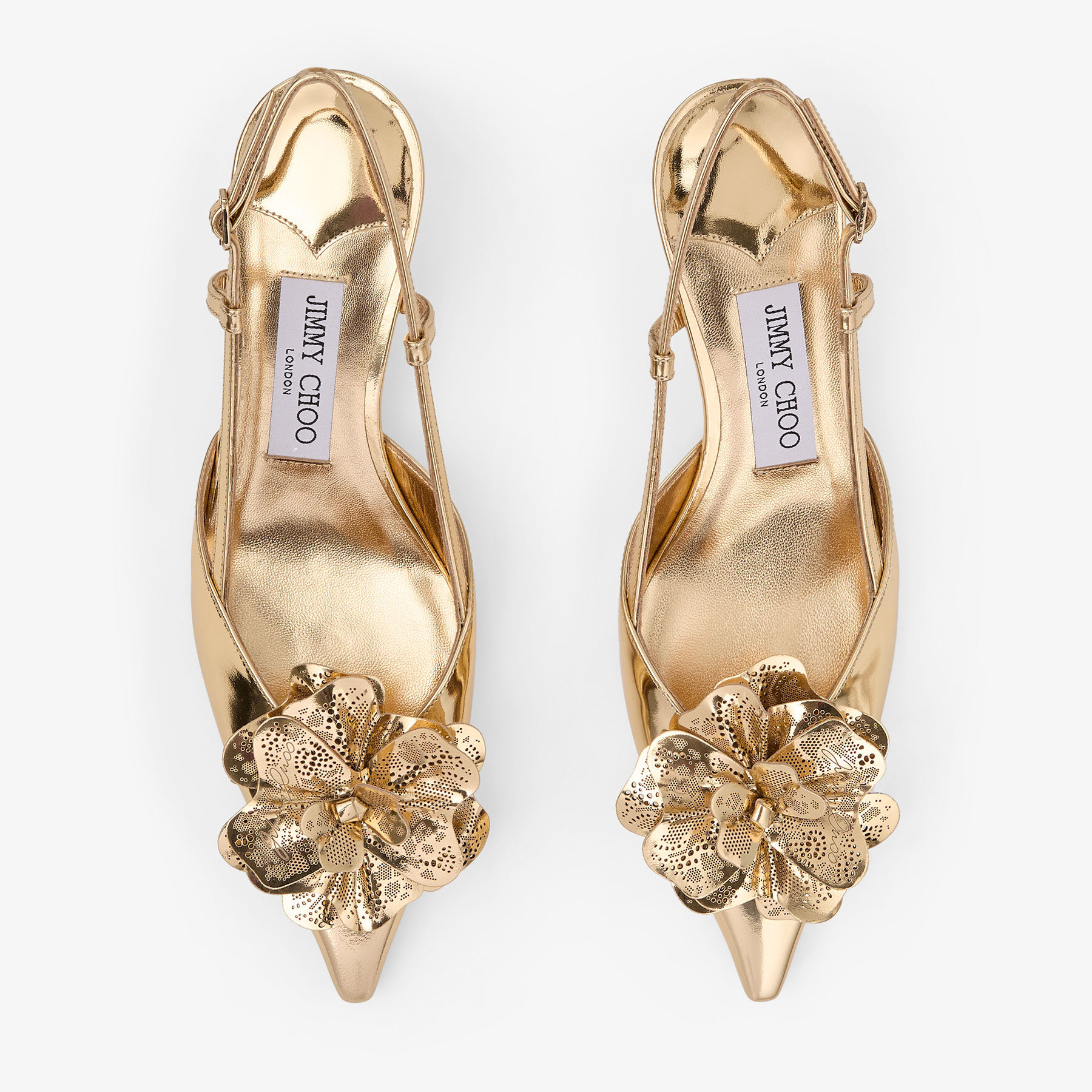 Mimmi Sling Back 50 | Gold Liquid Metal Leather Slingbacks with