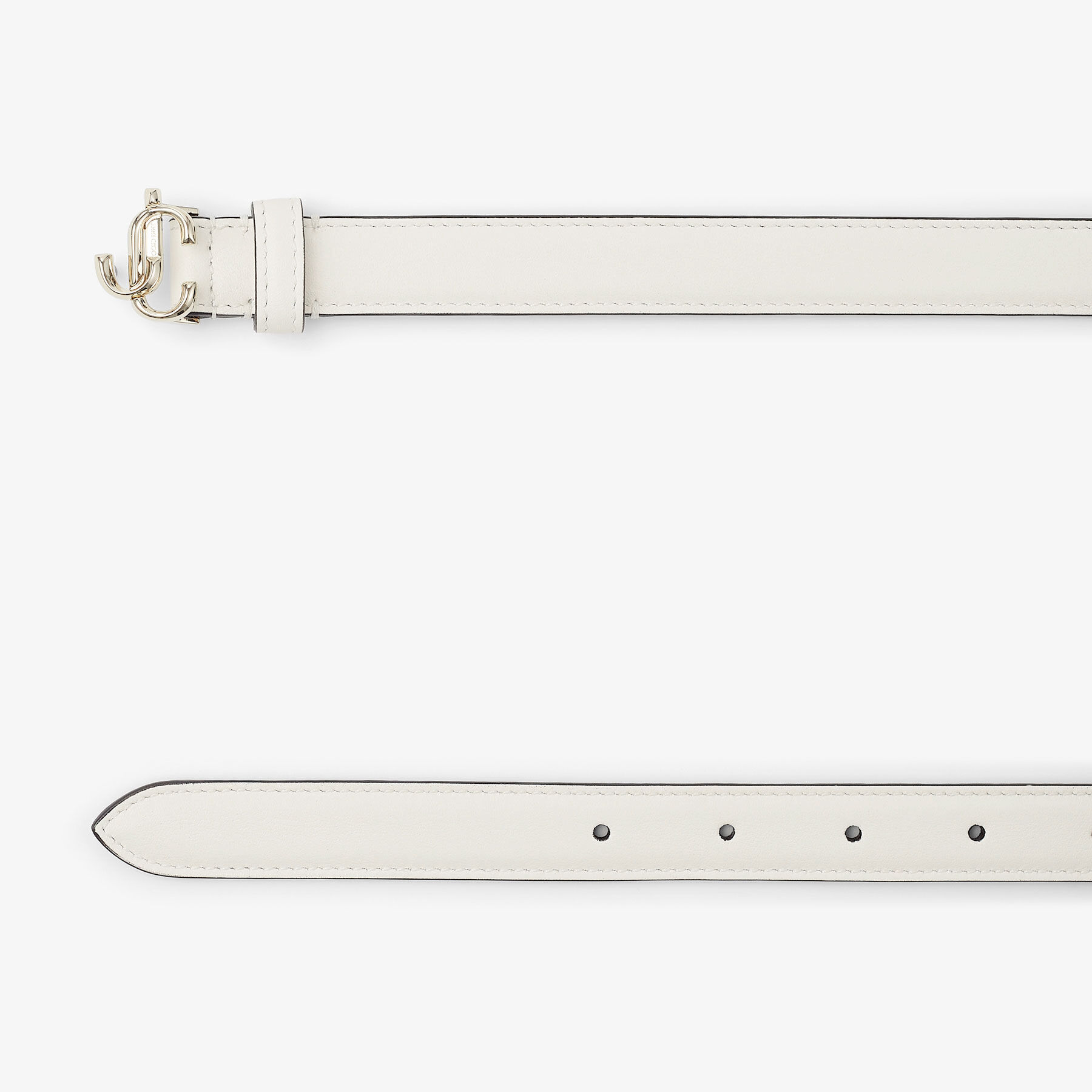Jimmy Choo ホワイトレザー ベルト MINI HELINA | Latte Smooth Leather Mini Belt | Autumn Collection