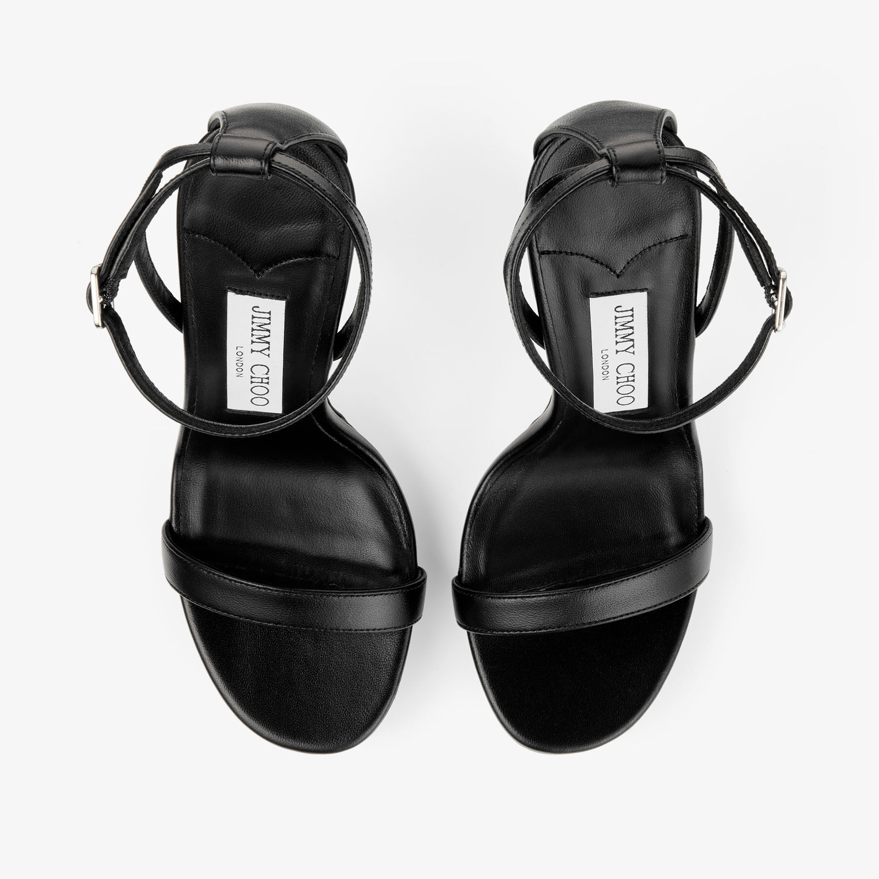 Moza Platform 120 | Black Shiny Nappa Leather Sandals | JIMMY CHOO