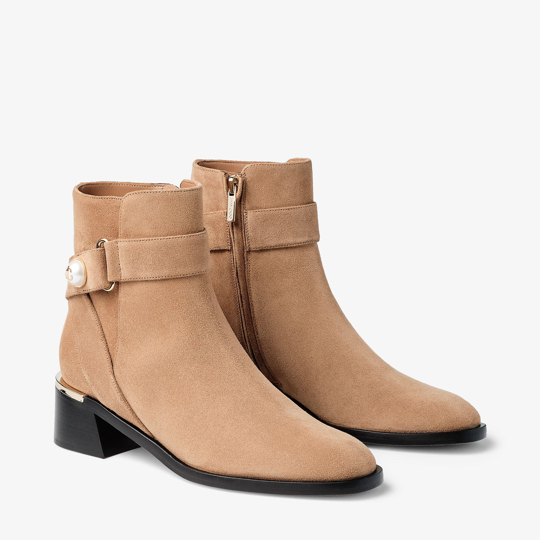 Noor 45 | Toffee Velvet Suede Ankle Boots | JIMMY CHOO