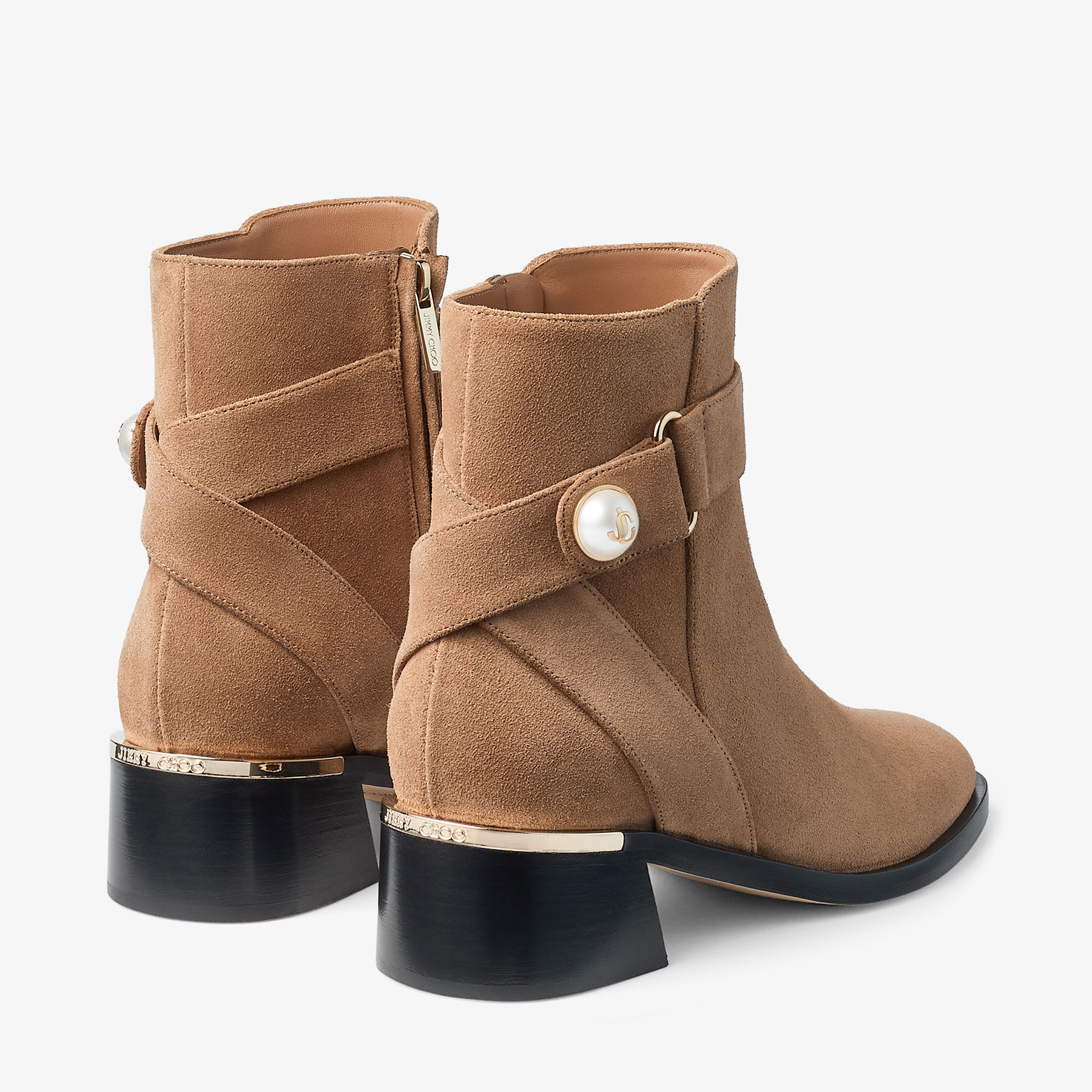 Noor 45 | Toffee Velvet Suede Ankle Boots | JIMMY CHOO