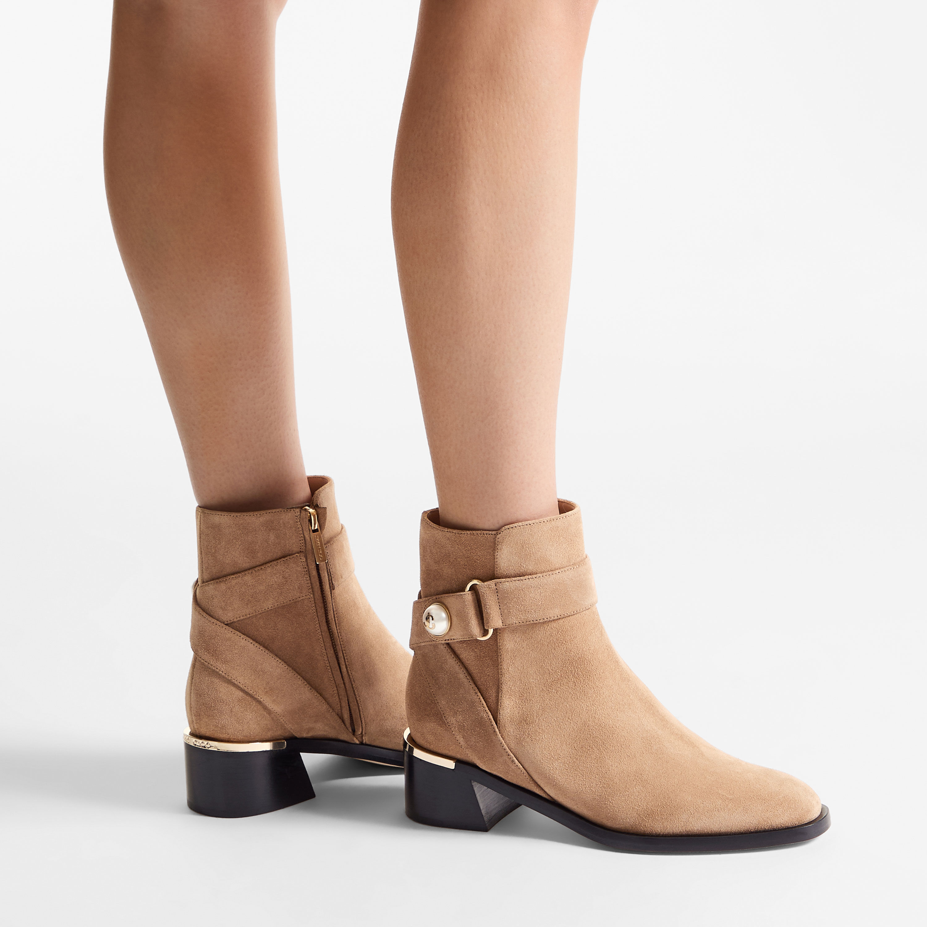 Noor 45 | Toffee Velvet Suede Ankle Boots | JIMMY CHOO
