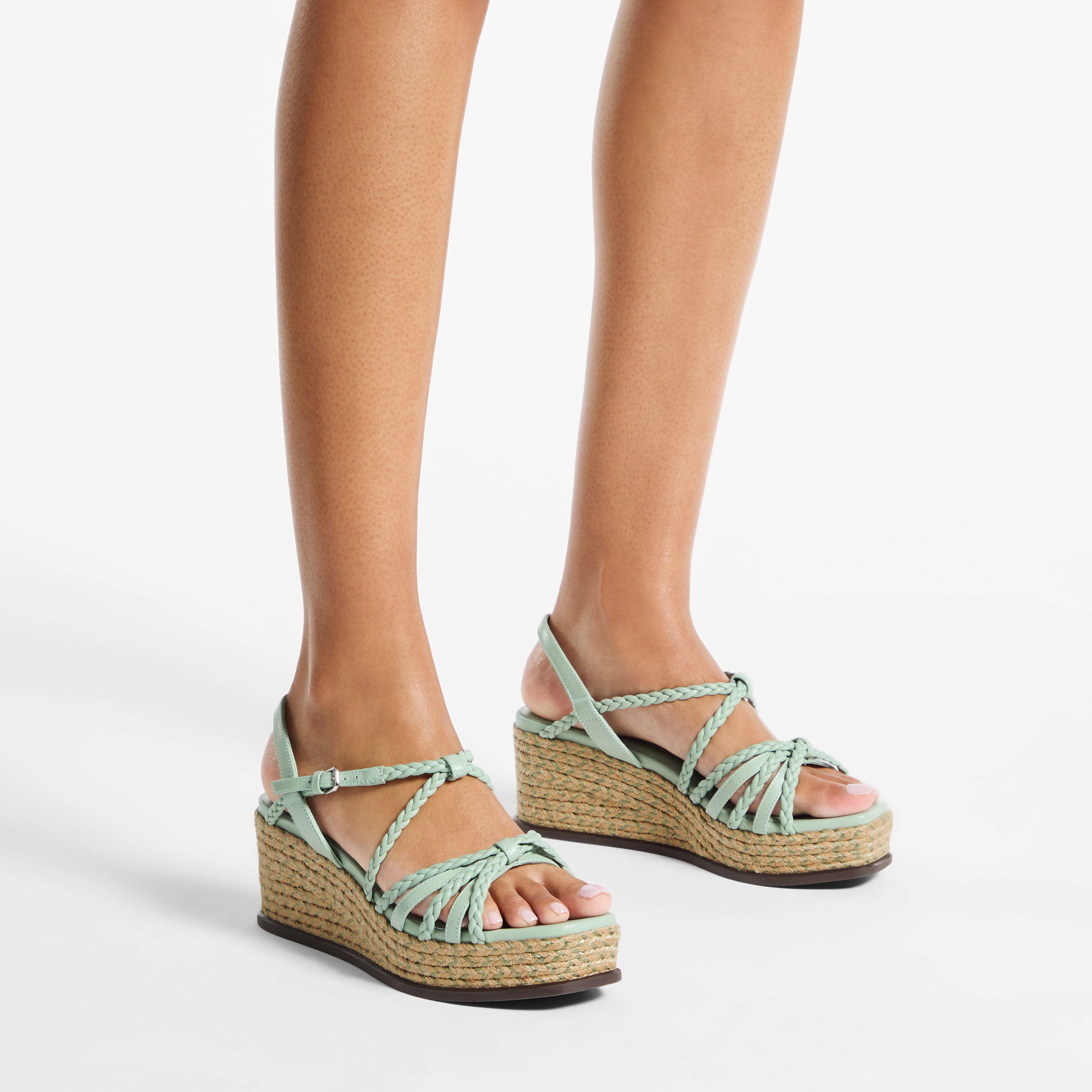Nyra 60 | Verde Nappa Leather Sandal Wedges | JIMMY CHOO