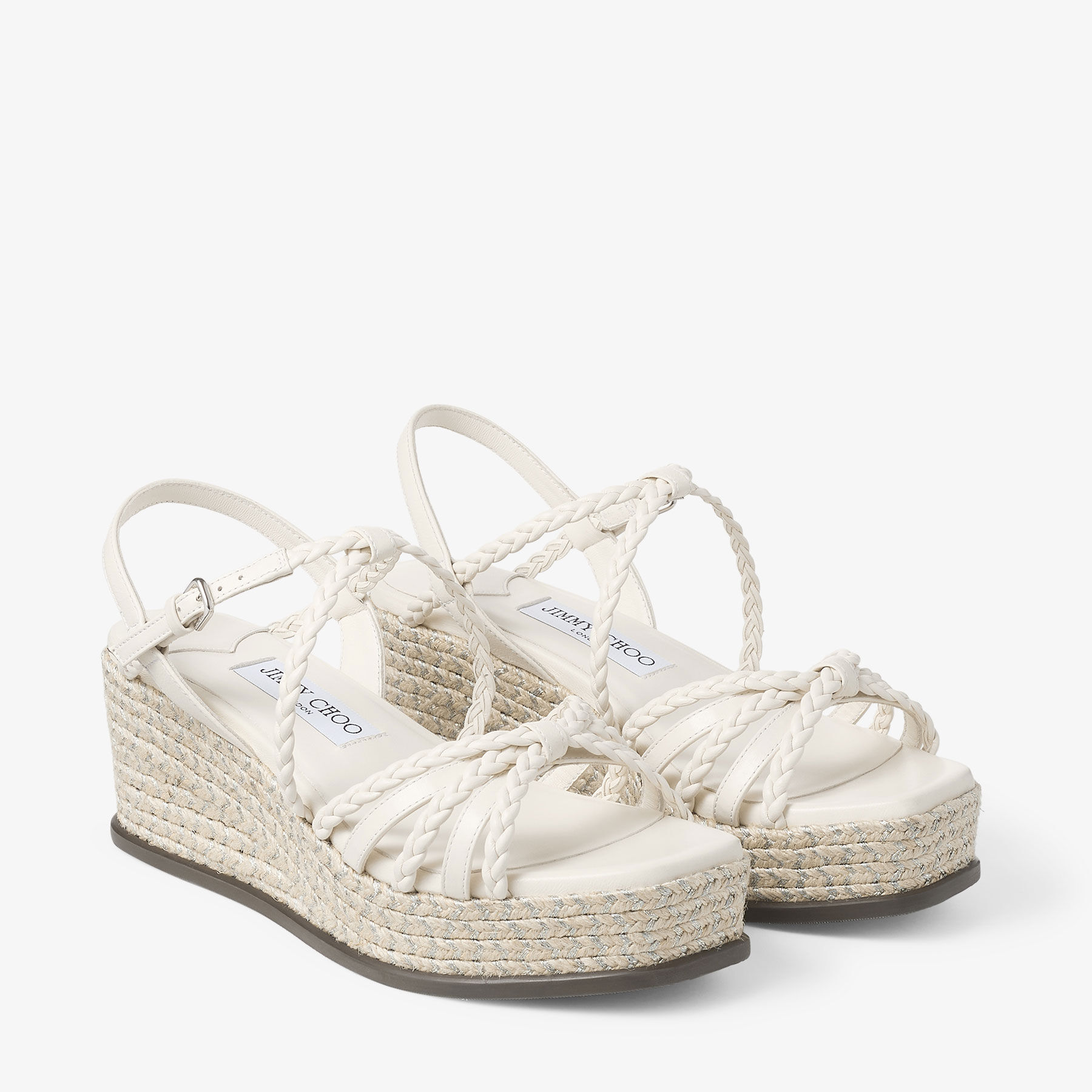 Nyra 60 | Latte Nappa Leather Sandal Wedges | JIMMY CHOO