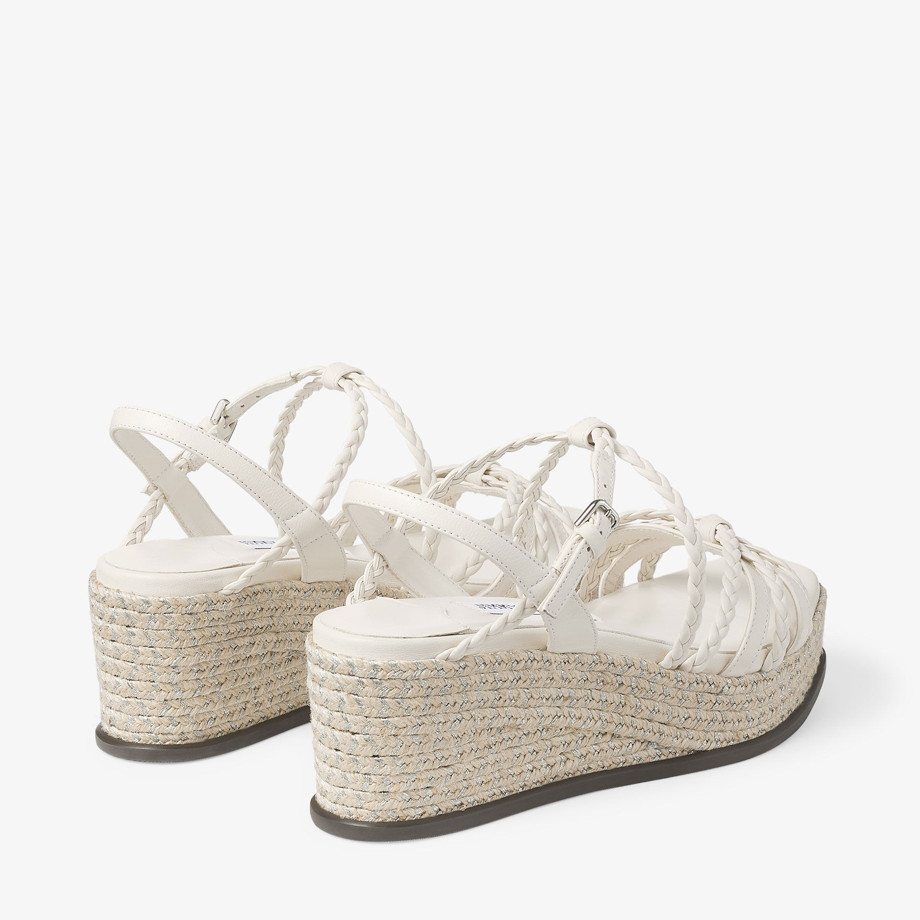 Nyra 60 | Latte Nappa Leather Sandal Wedges | JIMMY CHOO