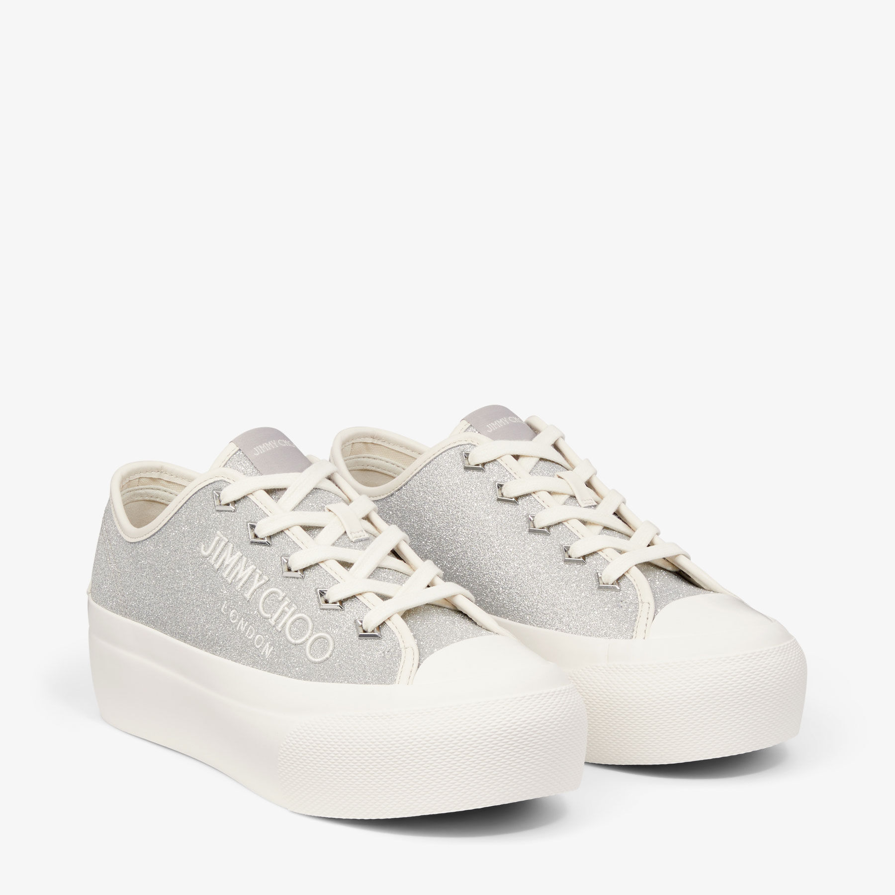 Palma Maxi/F|Silver/Latte Nappa Leather Trainer| JIMMY CHOO