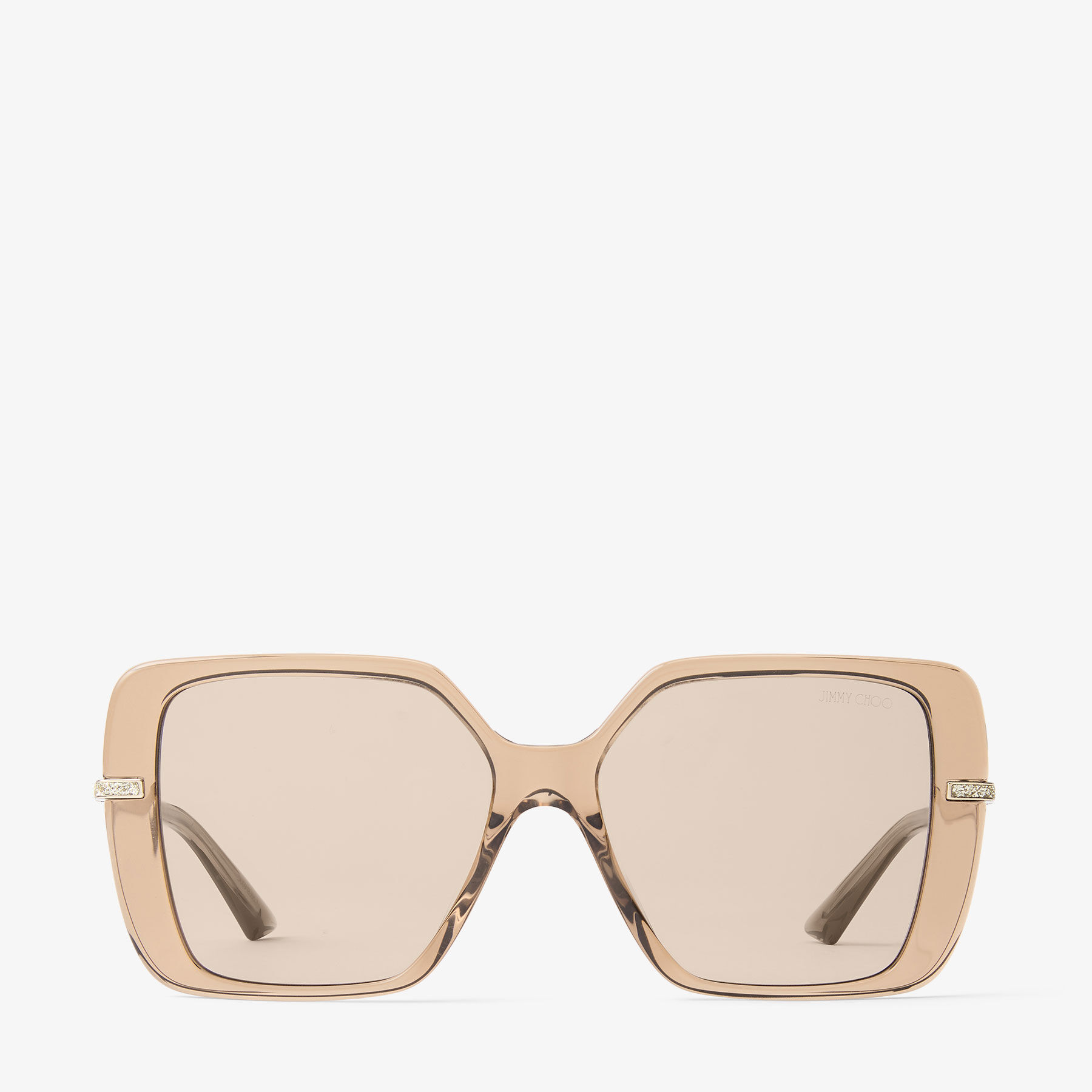Pati | Transparent Tan Square Sunglasses | JIMMY CHOO
