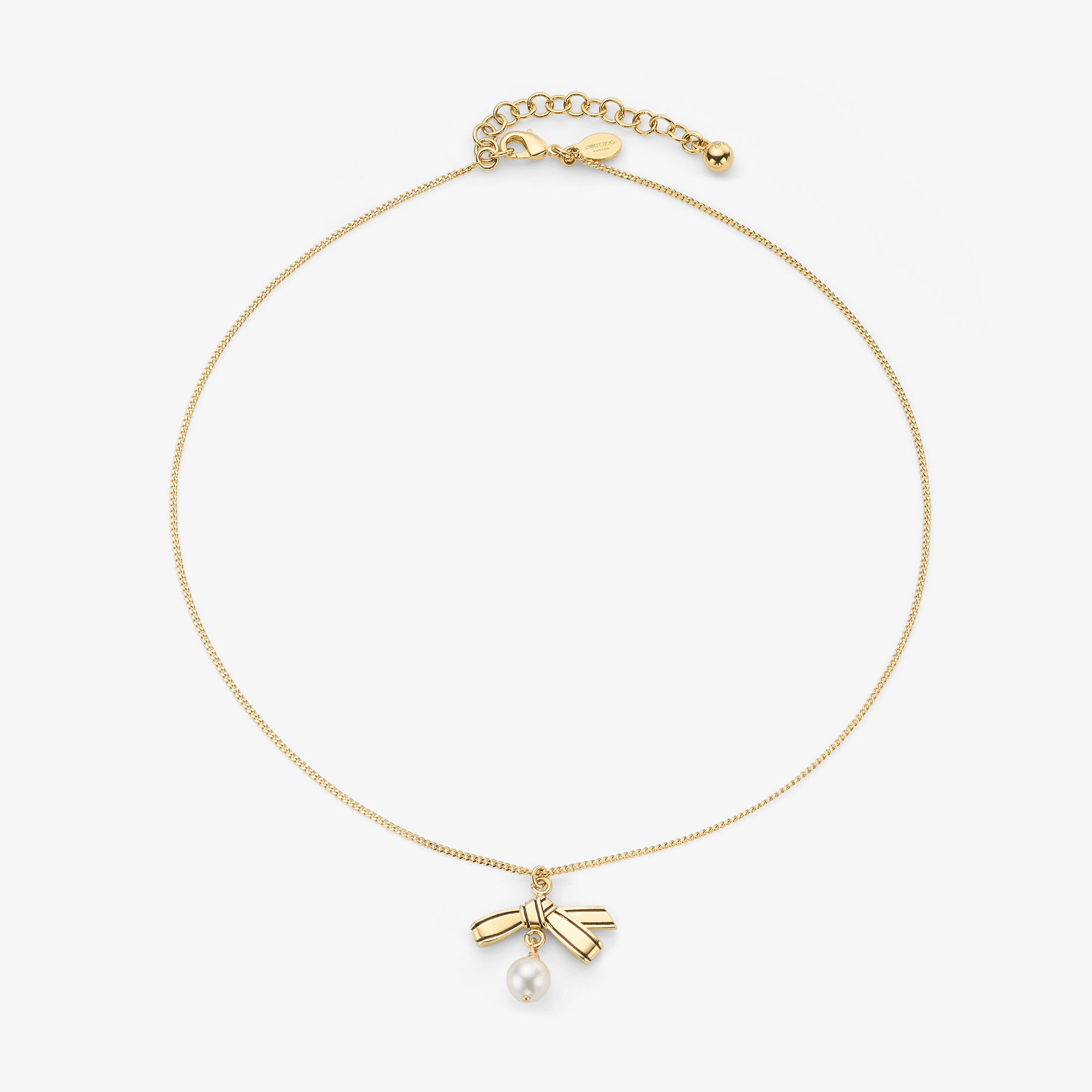 Ribbon Pendant Necklace |Gold Metal Pendant Necklace with Ribbon