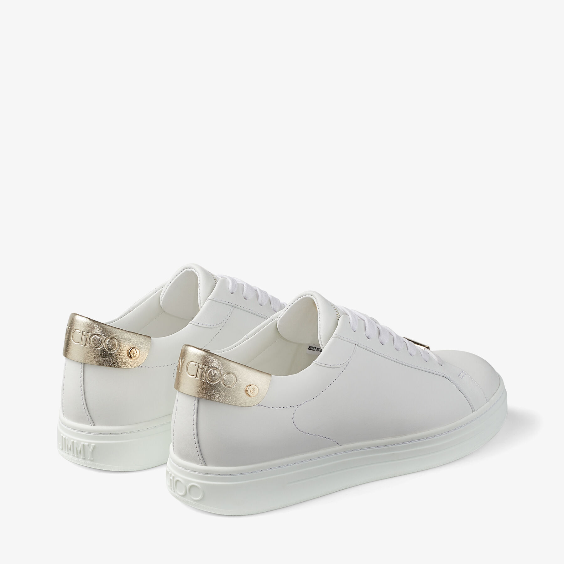 White Calf Leather and Champagne Metallic Nappa Low Top
