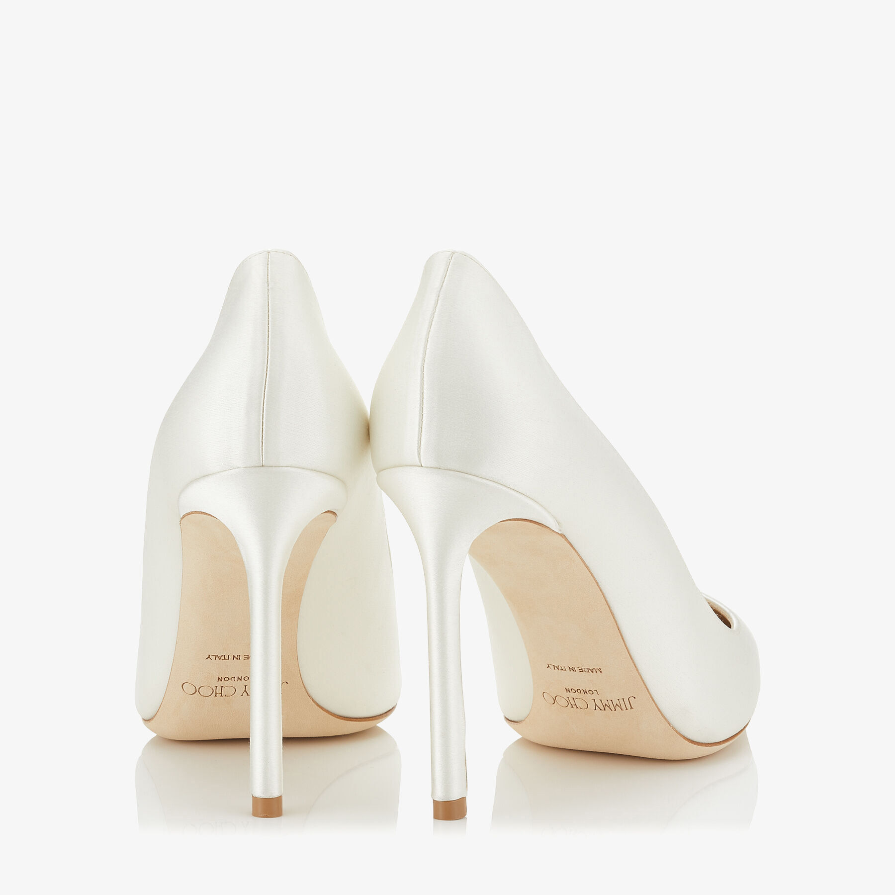 Ivory Satin Pointy Toe Pumps | ROMY 100 | CR18 | JIMMY CHOO Ivory Satin Pointy Toe Pumps | ROMY 100 | CR18 | JIMMY CHOO