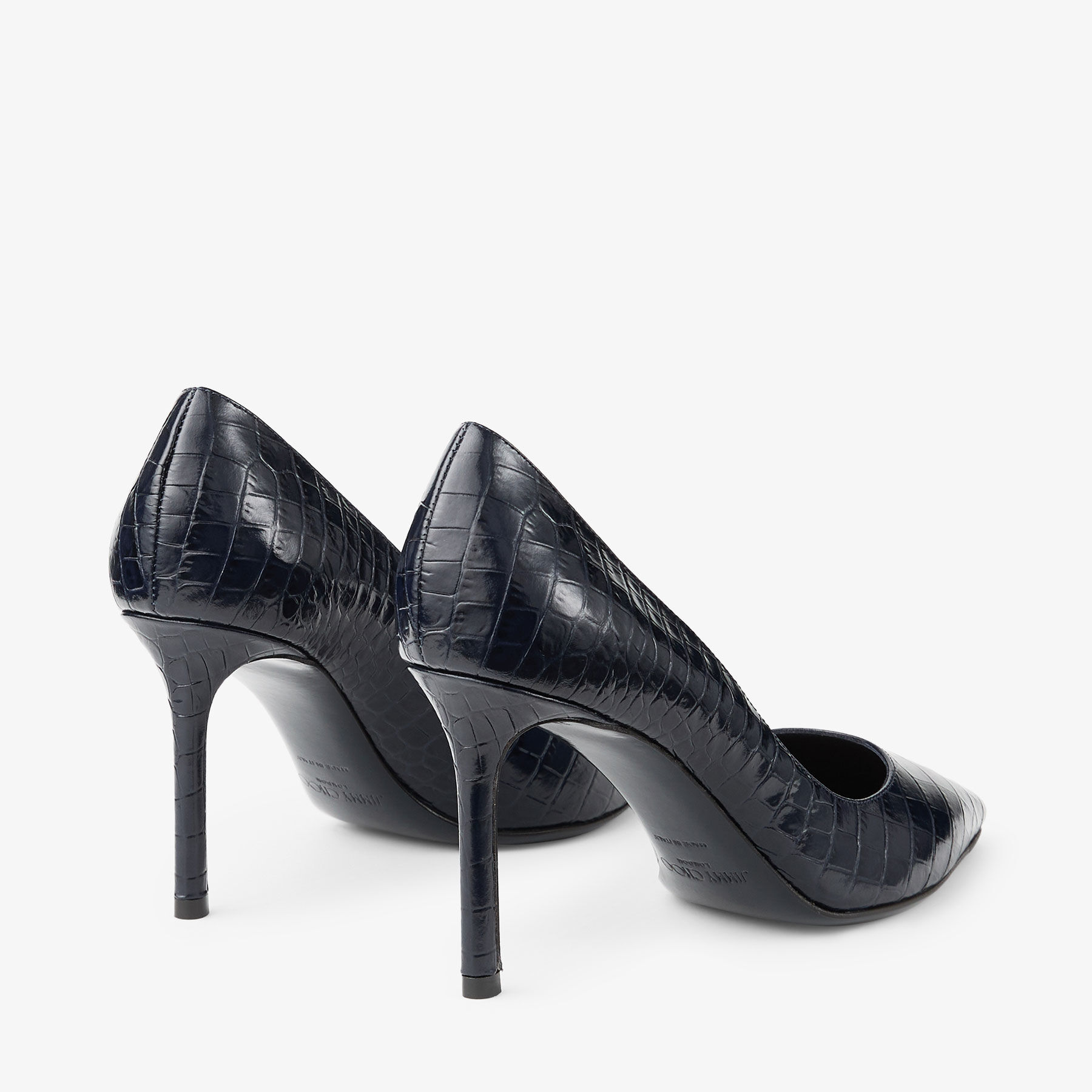 Romy 85 | Marine Croc Embossed Leather Pumps | JIMMY CHOO
