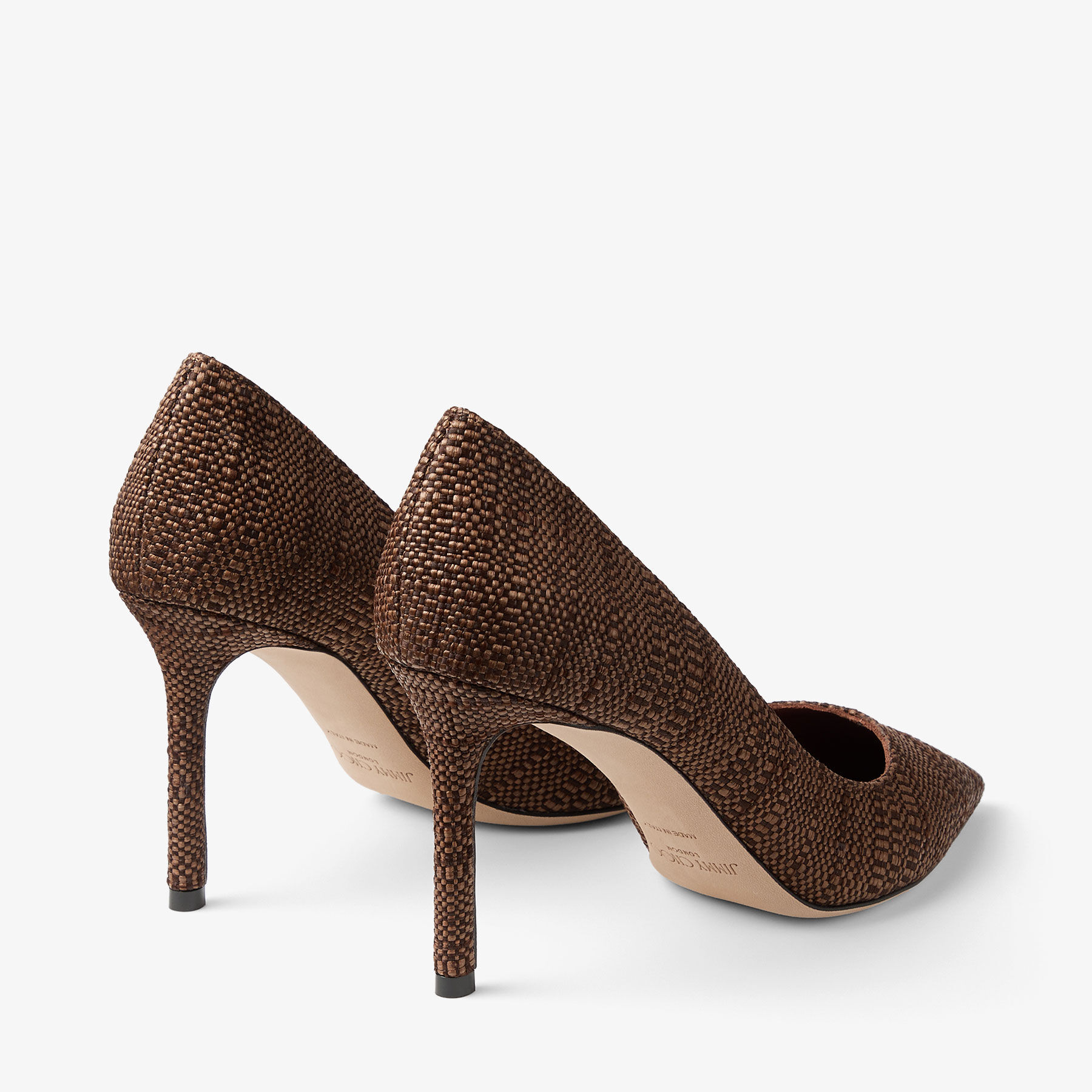 Romy 85 | Tan Fine Raffia Pumps | JIMMY CHOO